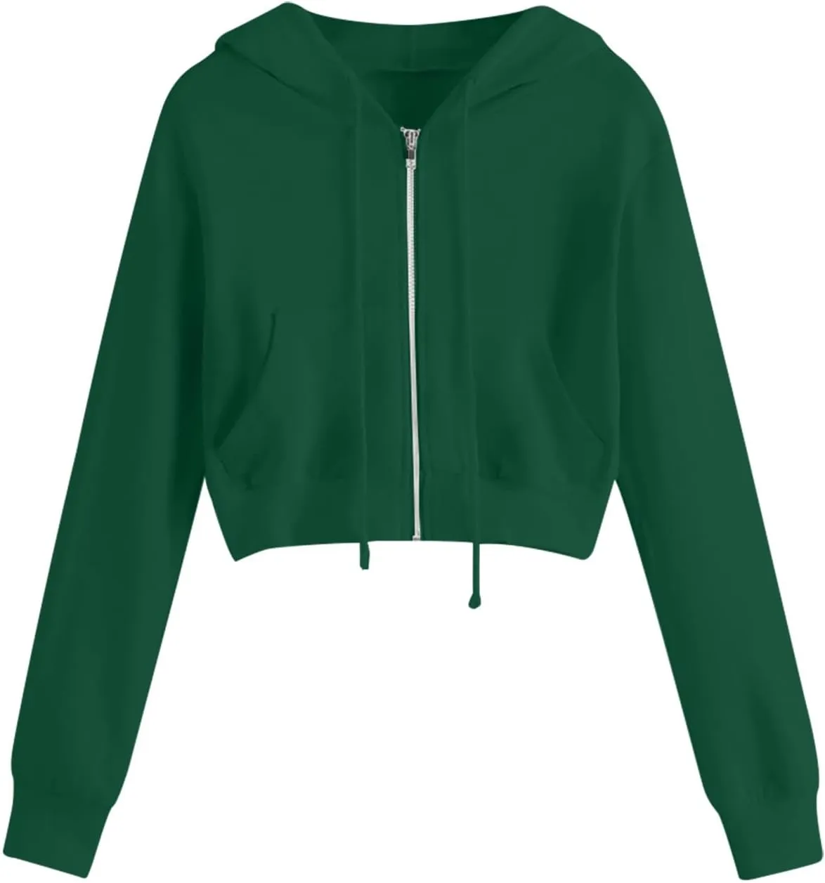 Dademeo Y2k Zip up Cropped Hoodies Sweatshirts for Teen Girls Fall Fleece Casual Drawstring Hoodies Jackets with Pockets