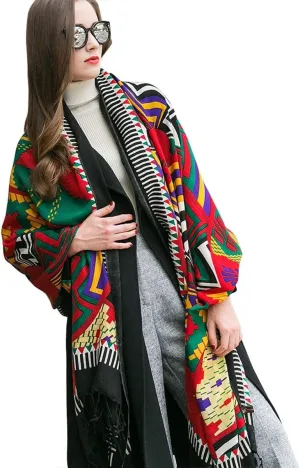 DANA XU 100% Merino Wool Extra Large Pashmina Blanket Travel Scarf Cashmere Wrap for Women Fall Winter Oversize Shawl Floral