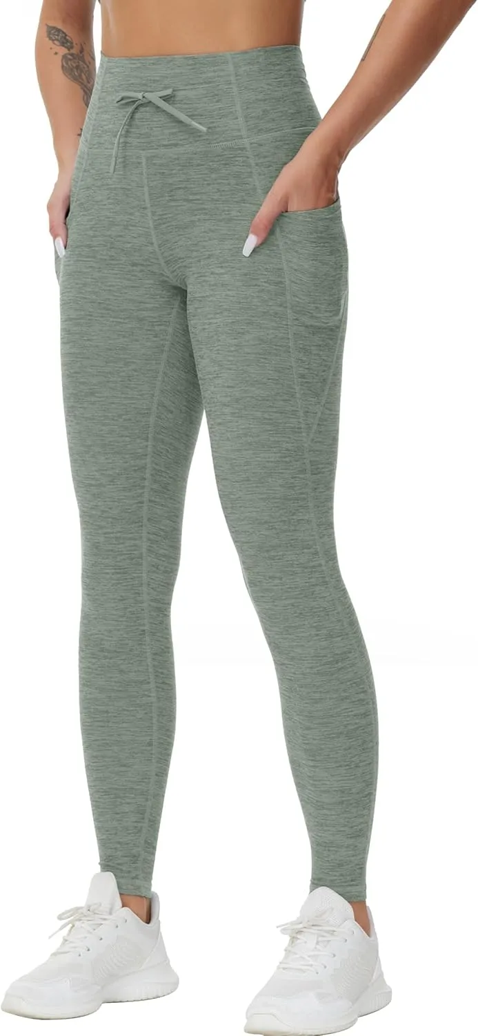 Dragon Fit Womens High Waist Workout Leggings Drawstring Stretchy Tummy Control Yoga Pants with Pockets