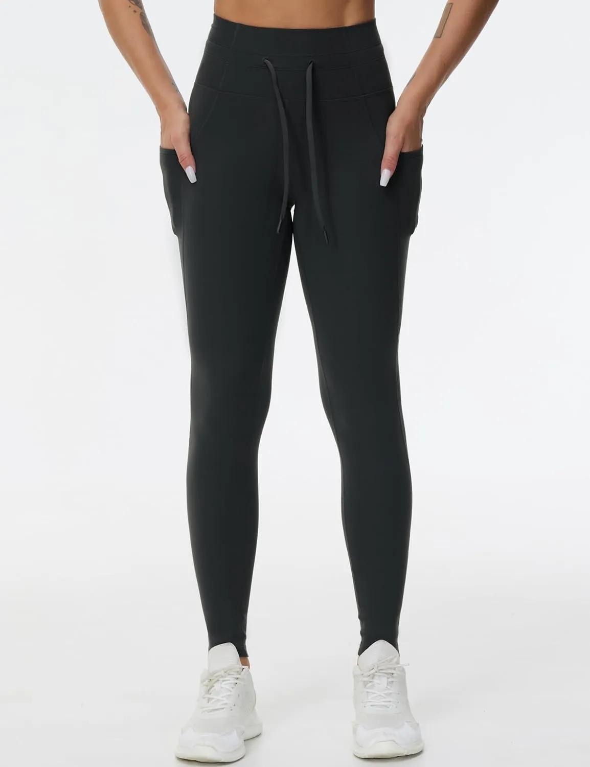 Dragon Fit Womens High Waist Workout Leggings Drawstring Stretchy Tummy Control Yoga Pants with Pockets