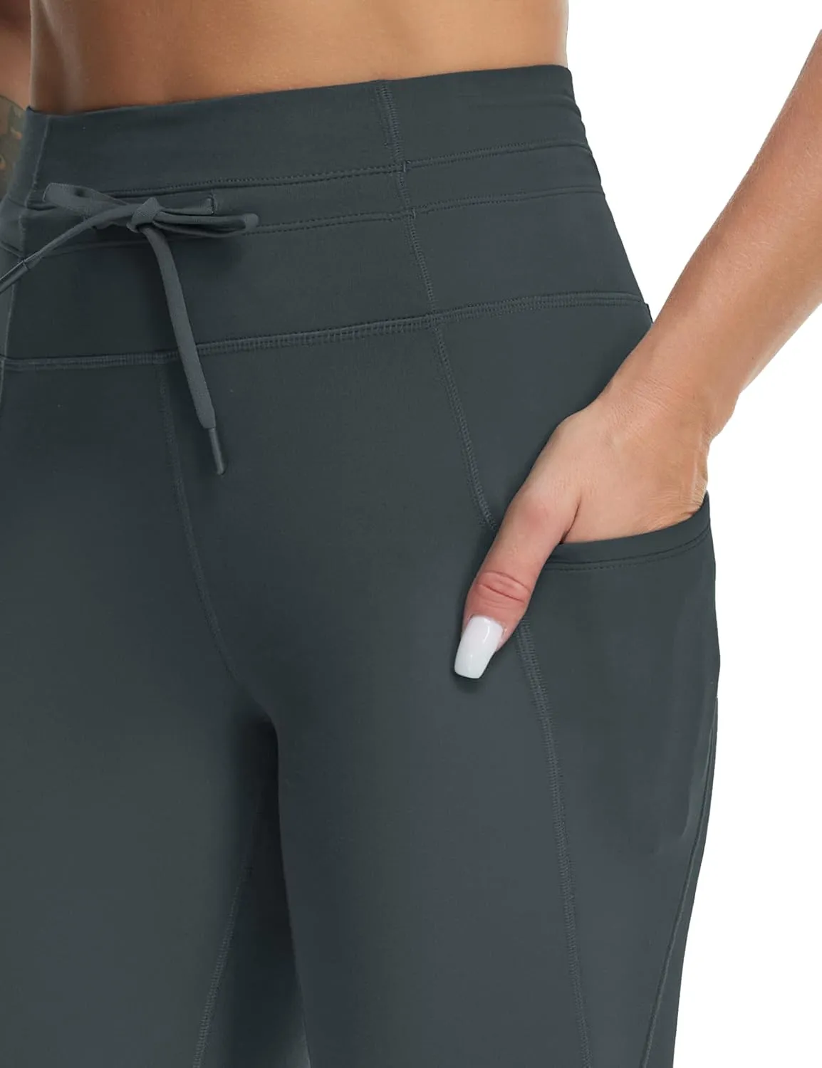 Dragon Fit Womens High Waist Workout Leggings Drawstring Stretchy Tummy Control Yoga Pants with Pockets