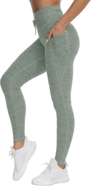 Dragon Fit Womens High Waist Workout Leggings Drawstring Stretchy Tummy Control Yoga Pants with Pockets