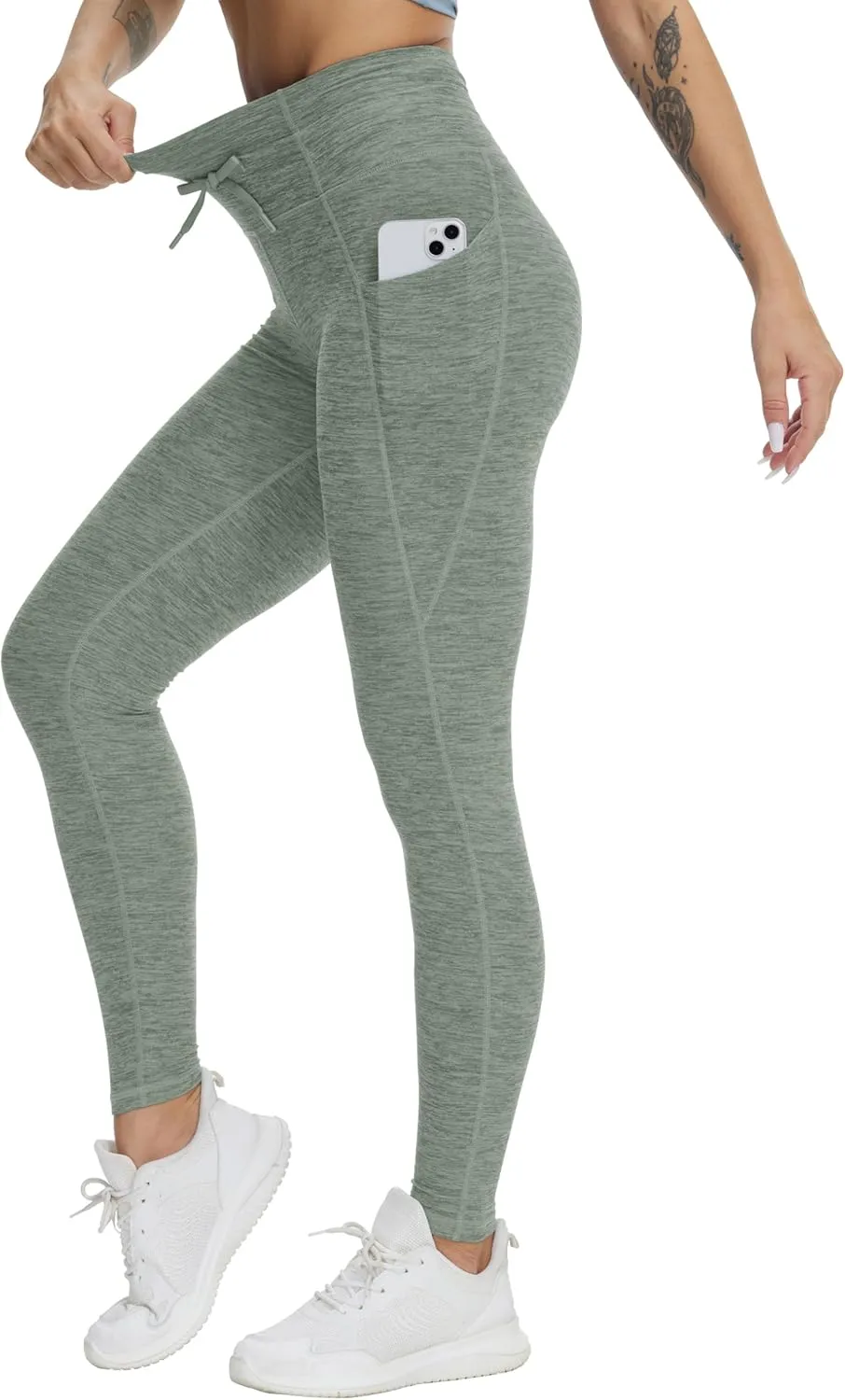 Dragon Fit Womens High Waist Workout Leggings Drawstring Stretchy Tummy Control Yoga Pants with Pockets