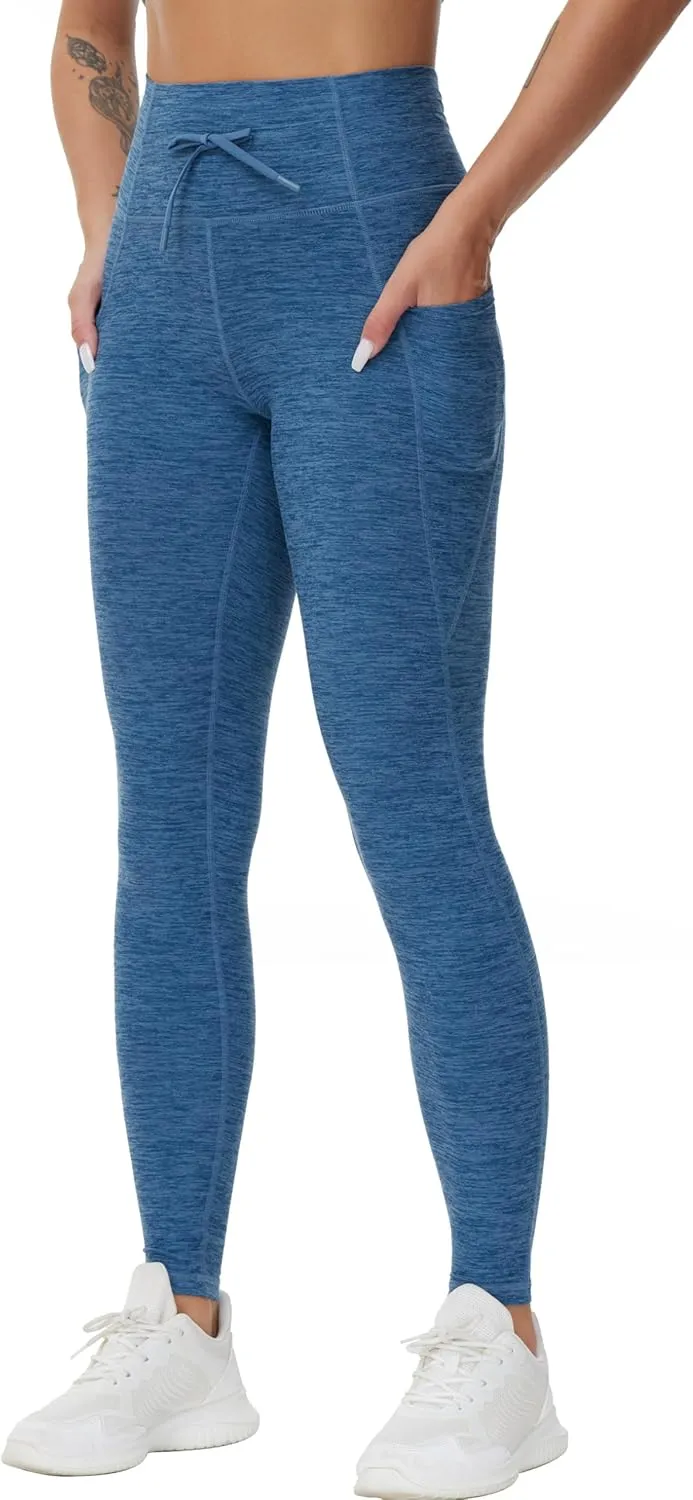 Dragon Fit Womens High Waist Workout Leggings Drawstring Stretchy Tummy Control Yoga Pants with Pockets