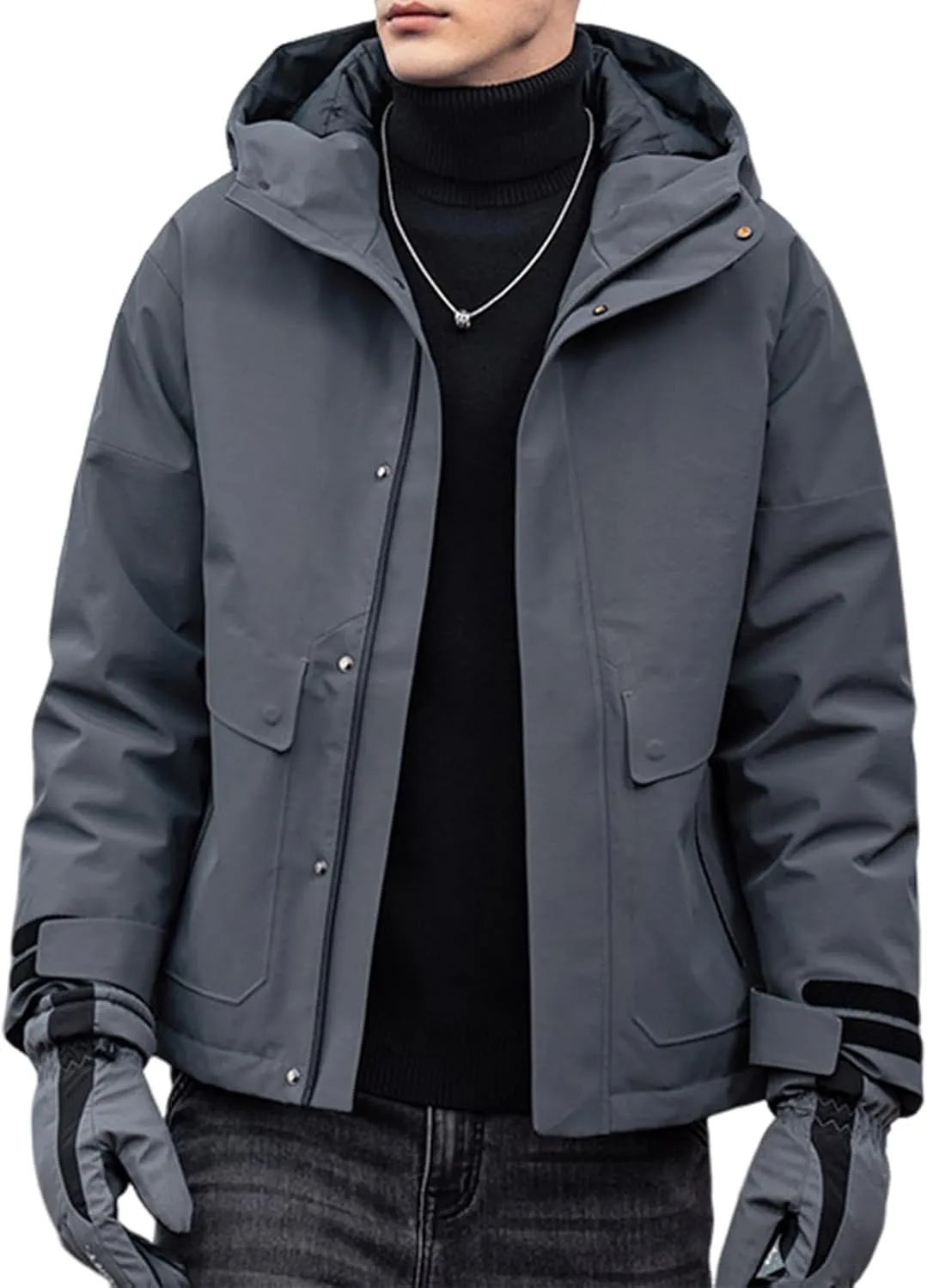 Duck Down Jacket For Men,Men Puffer Jacket For Cold Protection And Warmth,Hooded Mens Workwear Down Jacket