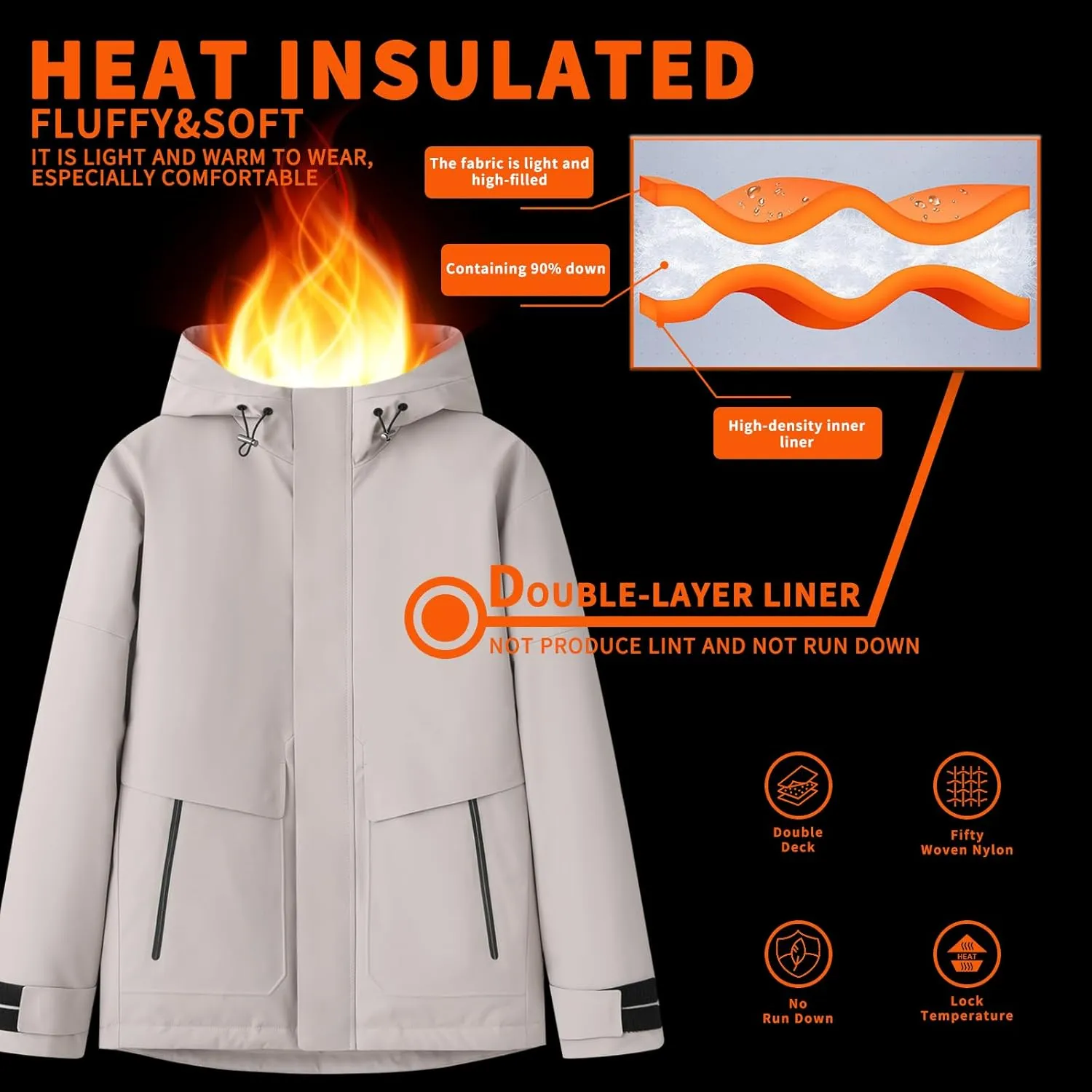 Duck Down Jacket For Men,Men Puffer Jacket For Cold Protection And Warmth,Hooded Mens Workwear Down Jacket