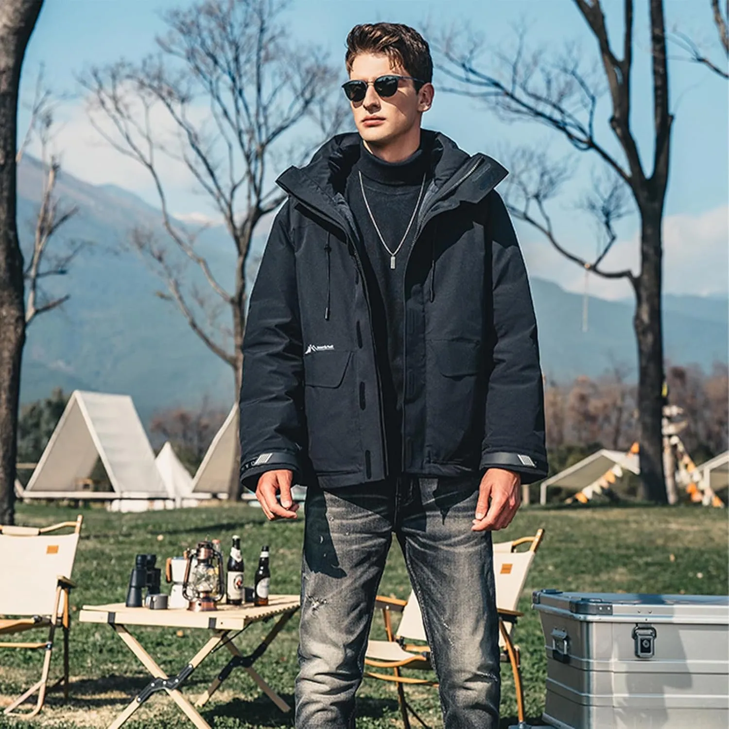 Duck Down Jacket For Men,Men Puffer Jacket For Cold Protection And Warmth,Hooded Mens Workwear Down Jacket