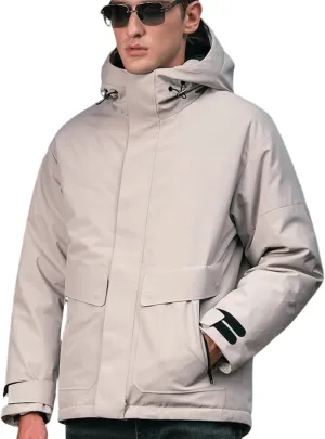 Duck Down Jacket For Men,Men Puffer Jacket For Cold Protection And Warmth,Hooded Mens Workwear Down Jacket