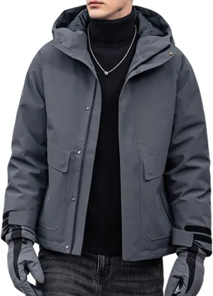 Duck Down Jacket For Men,Men Puffer Jacket For Cold Protection And Warmth,Hooded Mens Workwear Down Jacket