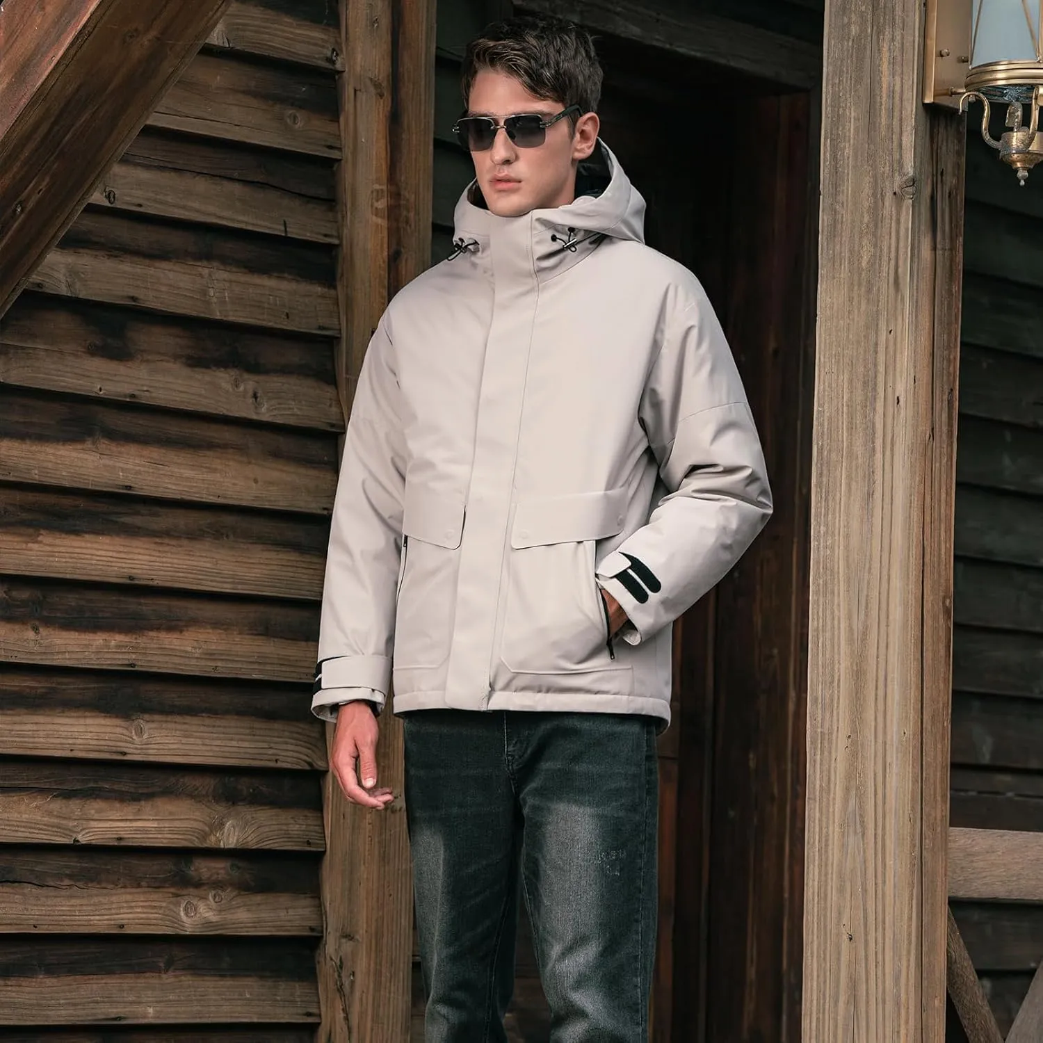 Duck Down Jacket For Men,Men Puffer Jacket For Cold Protection And Warmth,Hooded Mens Workwear Down Jacket