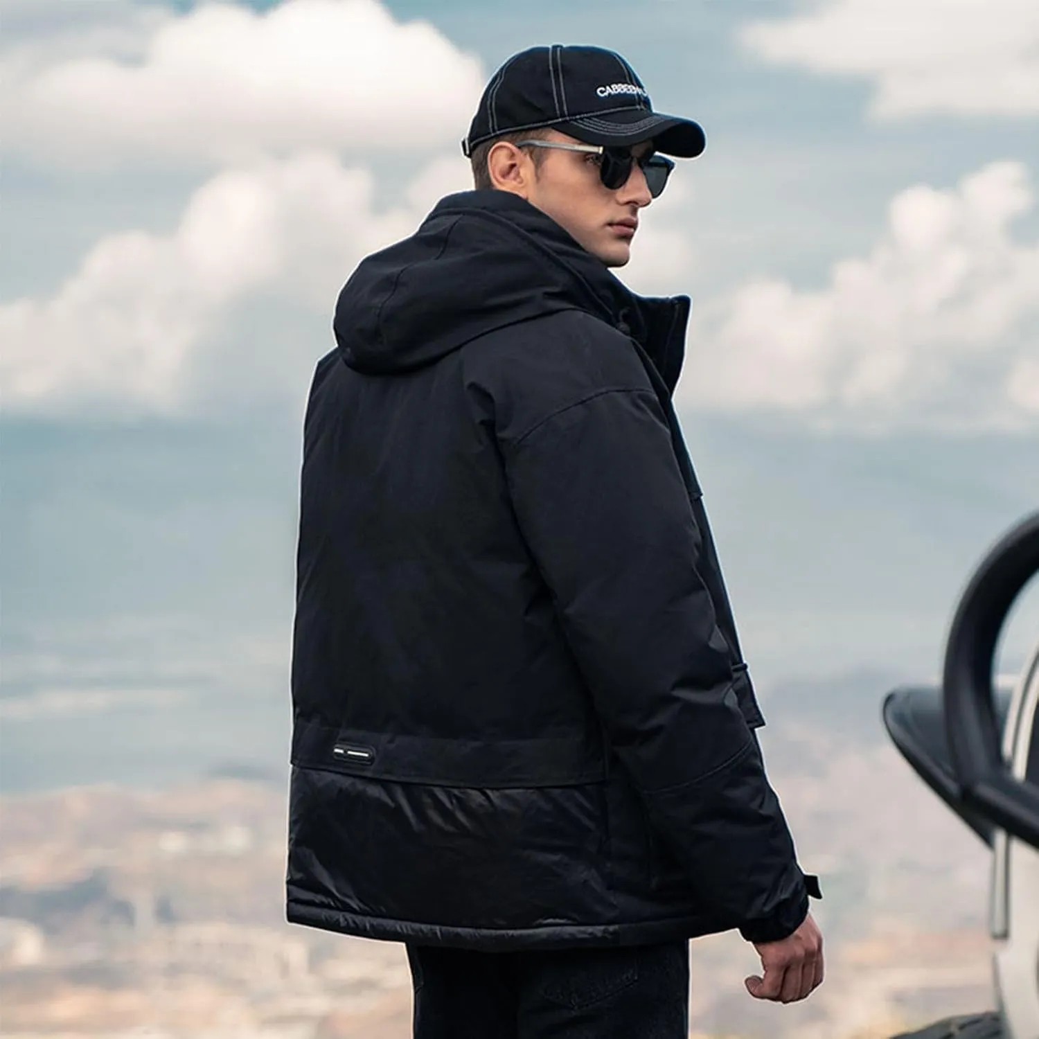 Duck Down Jacket For Men,Men Puffer Jacket For Cold Protection And Warmth,Hooded Mens Workwear Down Jacket