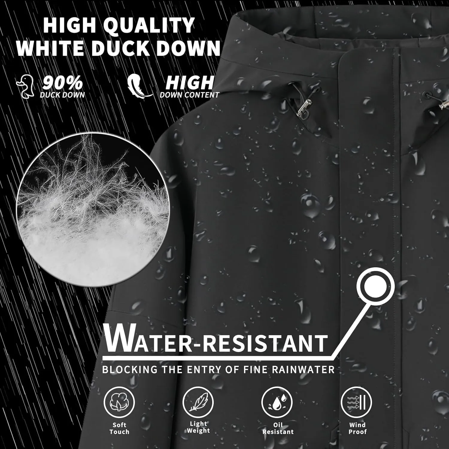 Duck Down Jacket For Men,Men Puffer Jacket For Cold Protection And Warmth,Hooded Mens Workwear Down Jacket