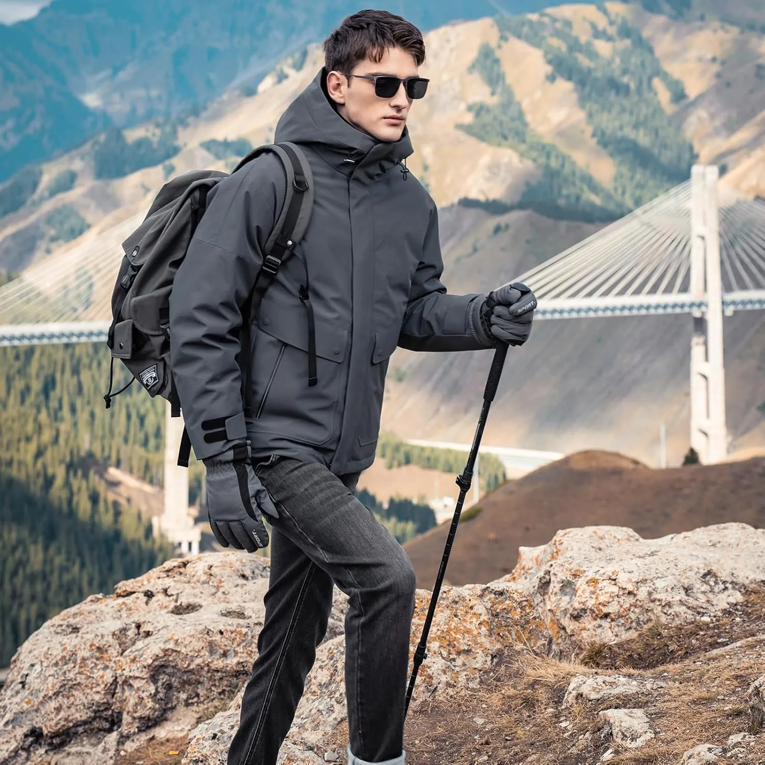 Duck Down Jacket For Men,Men Puffer Jacket For Cold Protection And Warmth,Hooded Mens Workwear Down Jacket