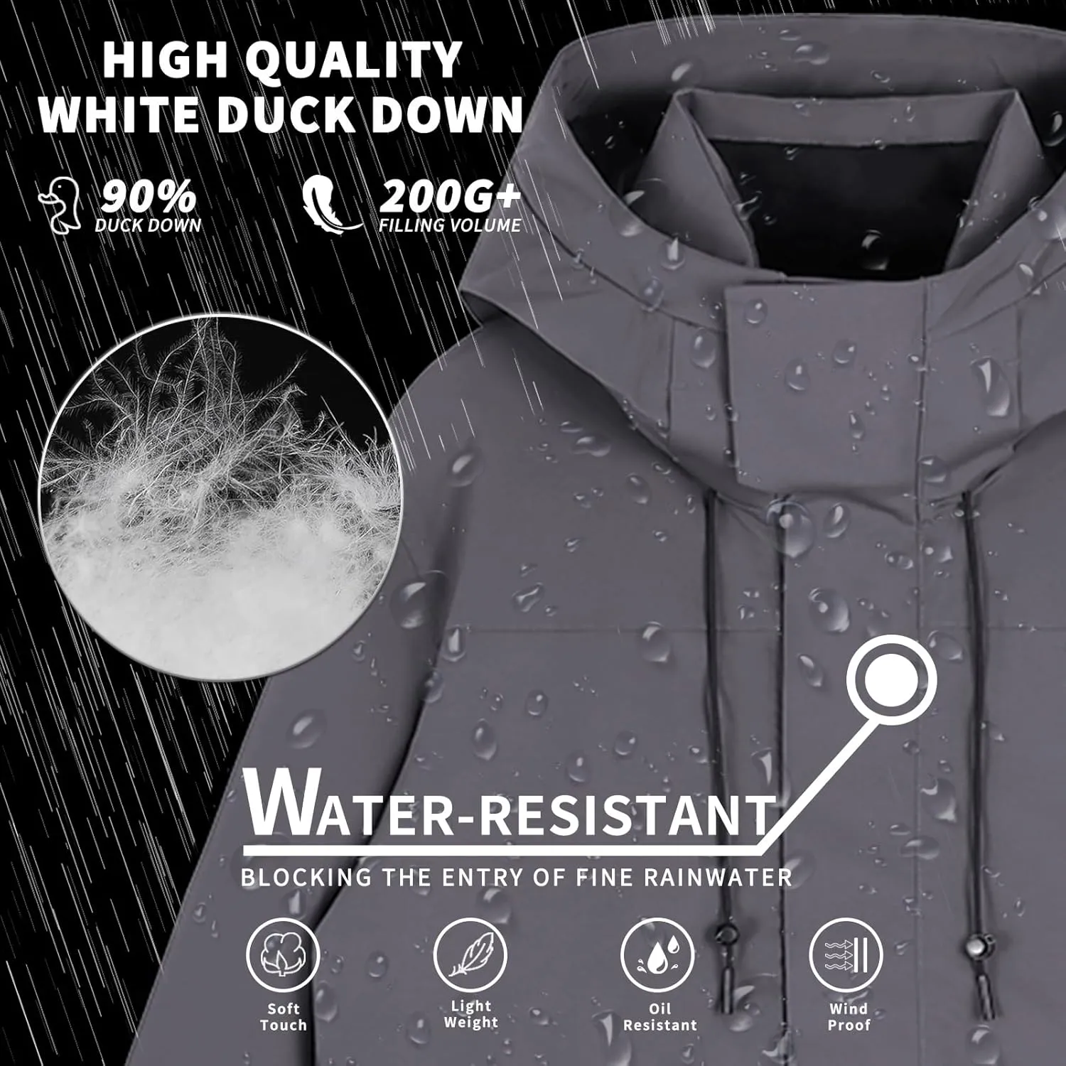 Duck Down Jacket For Men,Men Puffer Jacket For Cold Protection And Warmth,Hooded Mens Workwear Down Jacket