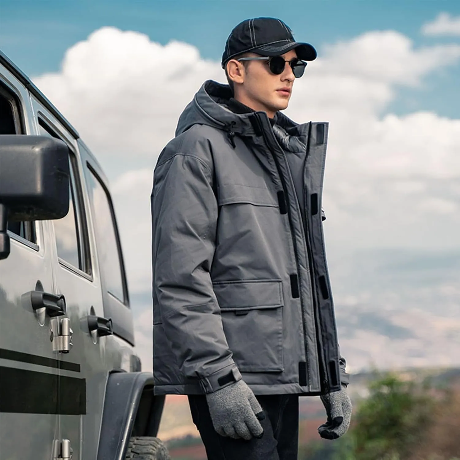 Duck Down Jacket For Men,Men Puffer Jacket For Cold Protection And Warmth,Hooded Mens Workwear Down Jacket