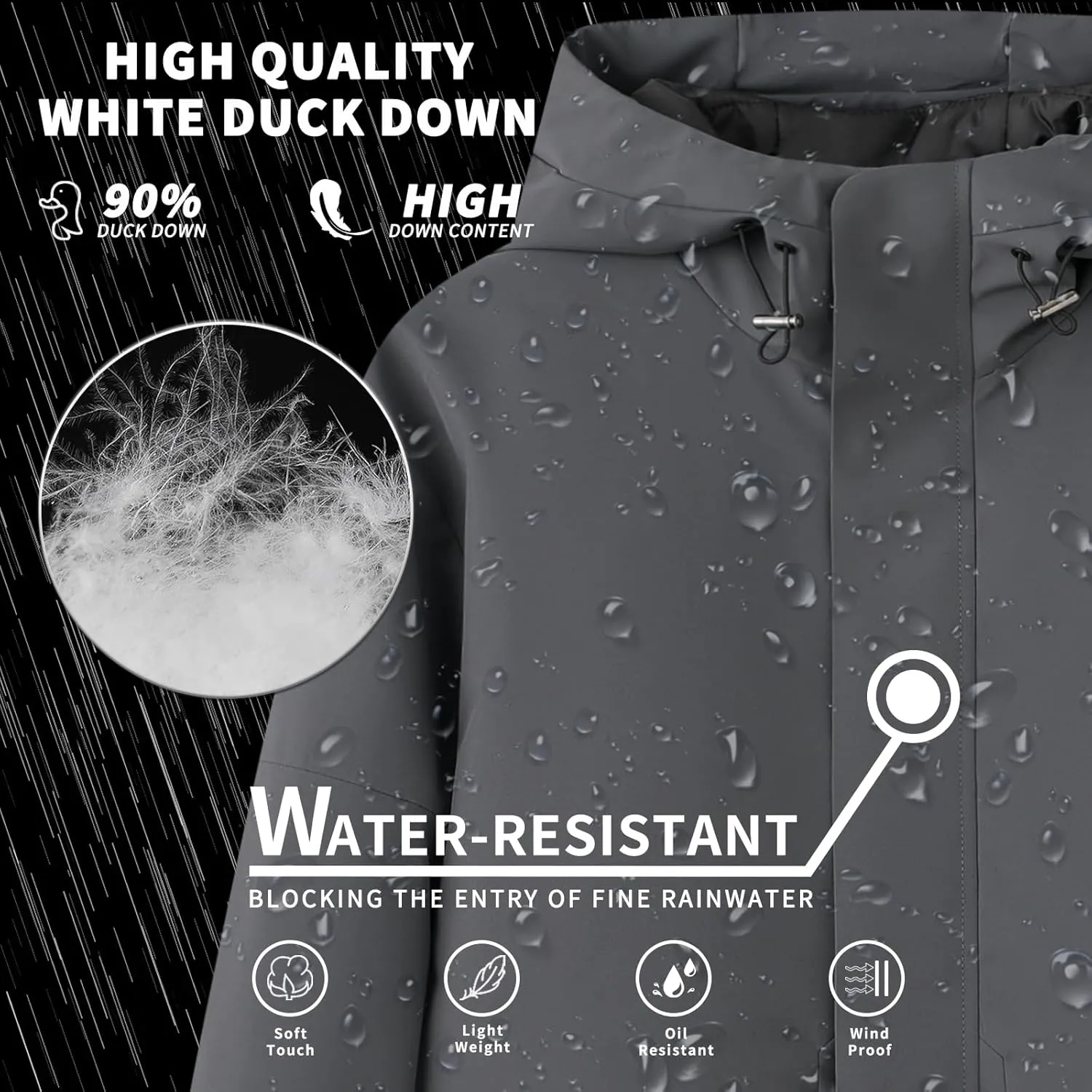 Duck Down Jacket For Men,Men Puffer Jacket For Cold Protection And Warmth,Hooded Mens Workwear Down Jacket