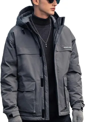 Duck Down Jacket For Men,Men Puffer Jacket For Cold Protection And Warmth,Hooded Mens Workwear Down Jacket