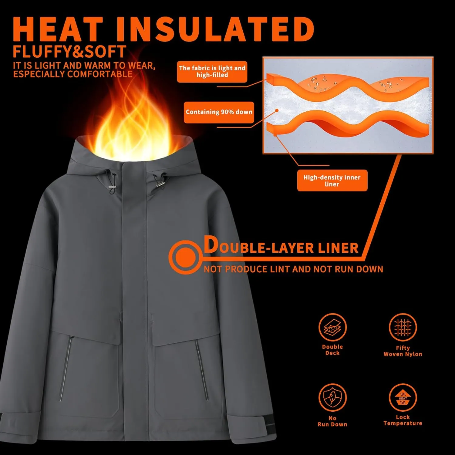 Duck Down Jacket For Men,Men Puffer Jacket For Cold Protection And Warmth,Hooded Mens Workwear Down Jacket