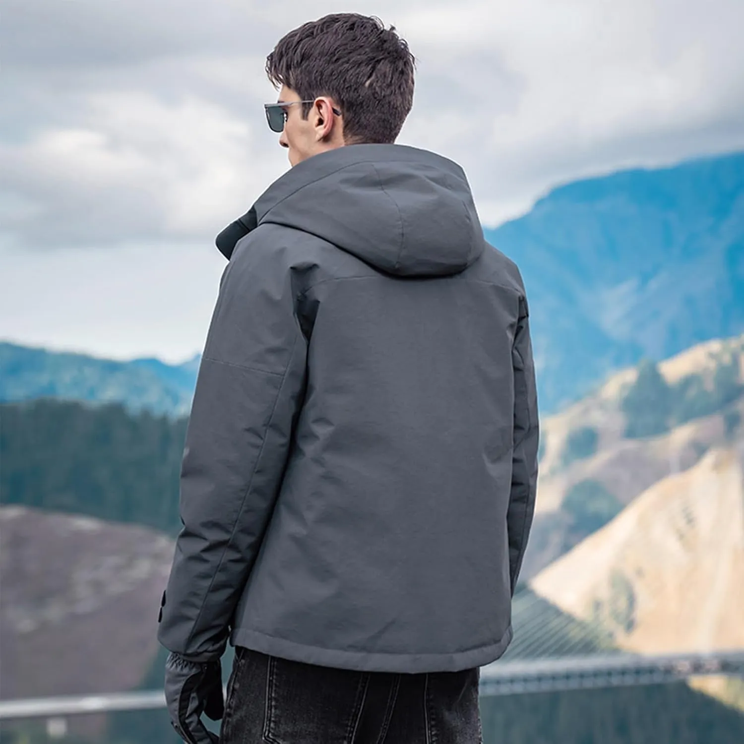 Duck Down Jacket For Men,Men Puffer Jacket For Cold Protection And Warmth,Hooded Mens Workwear Down Jacket