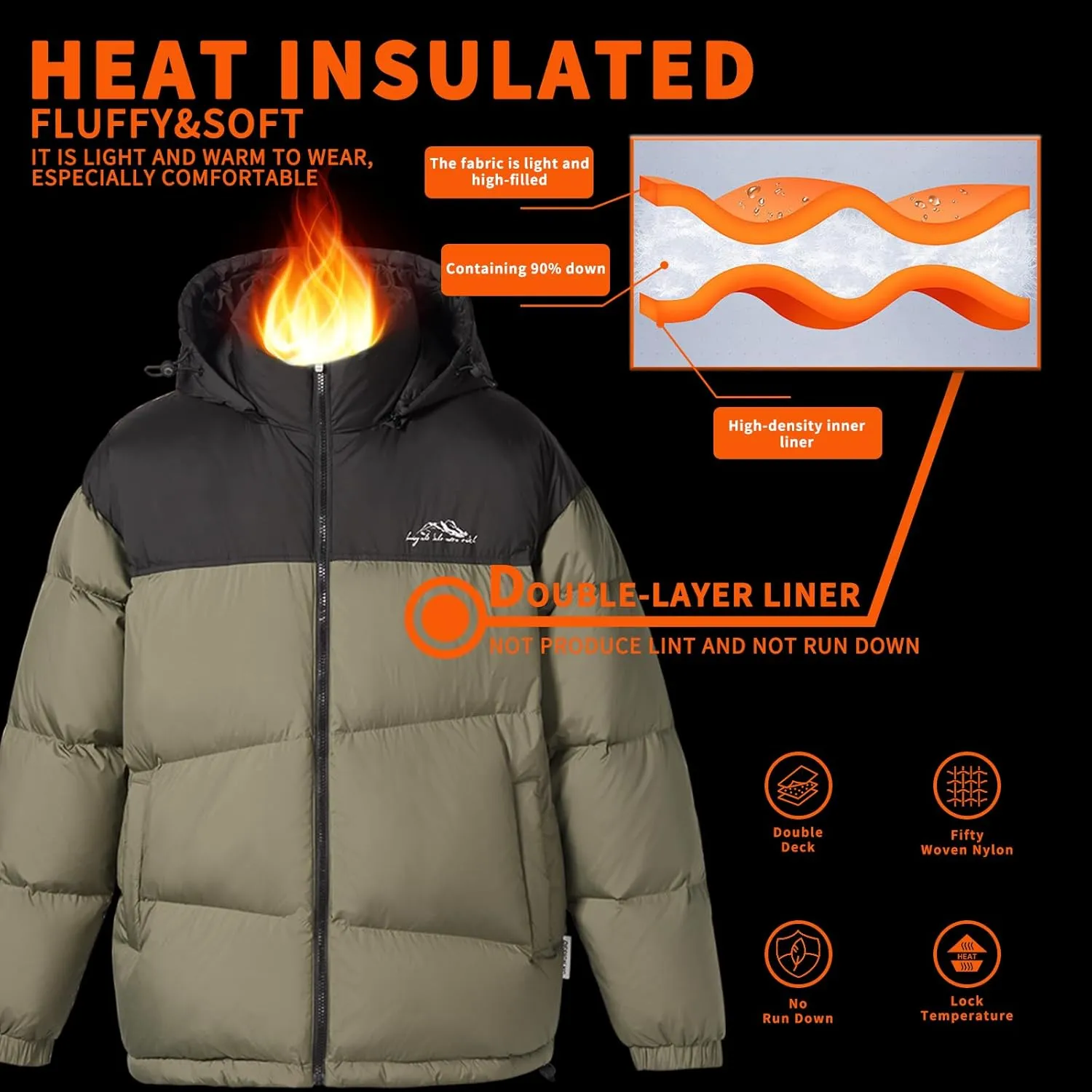 Duck Down Jackets For Men,Mens Puffer Jacket For Cold Protection And Warmth,Hooded Mens Winter Coat,90 White Duck Down
