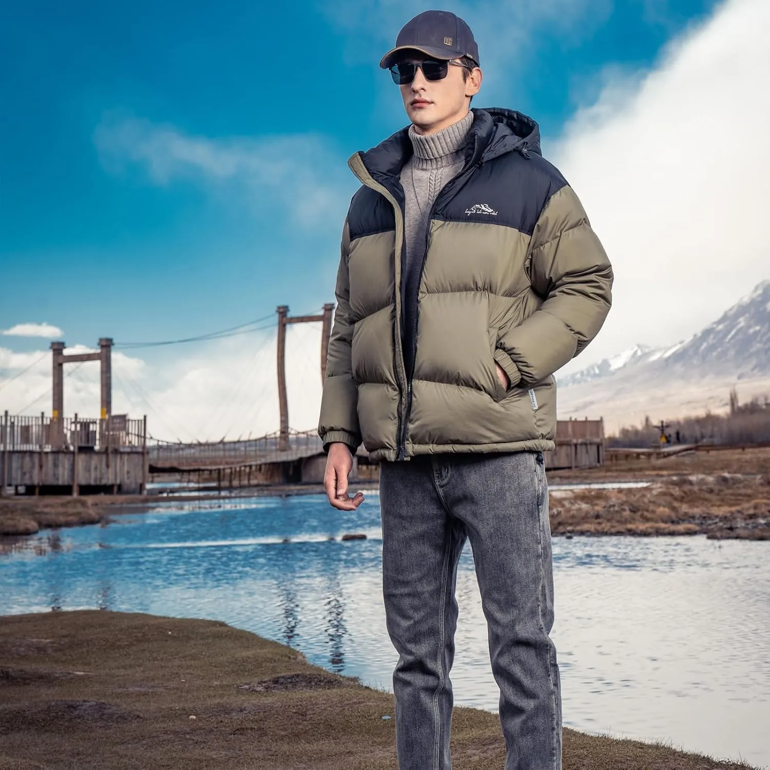 Duck Down Jackets For Men,Mens Puffer Jacket For Cold Protection And Warmth,Hooded Mens Winter Coat,90 White Duck Down
