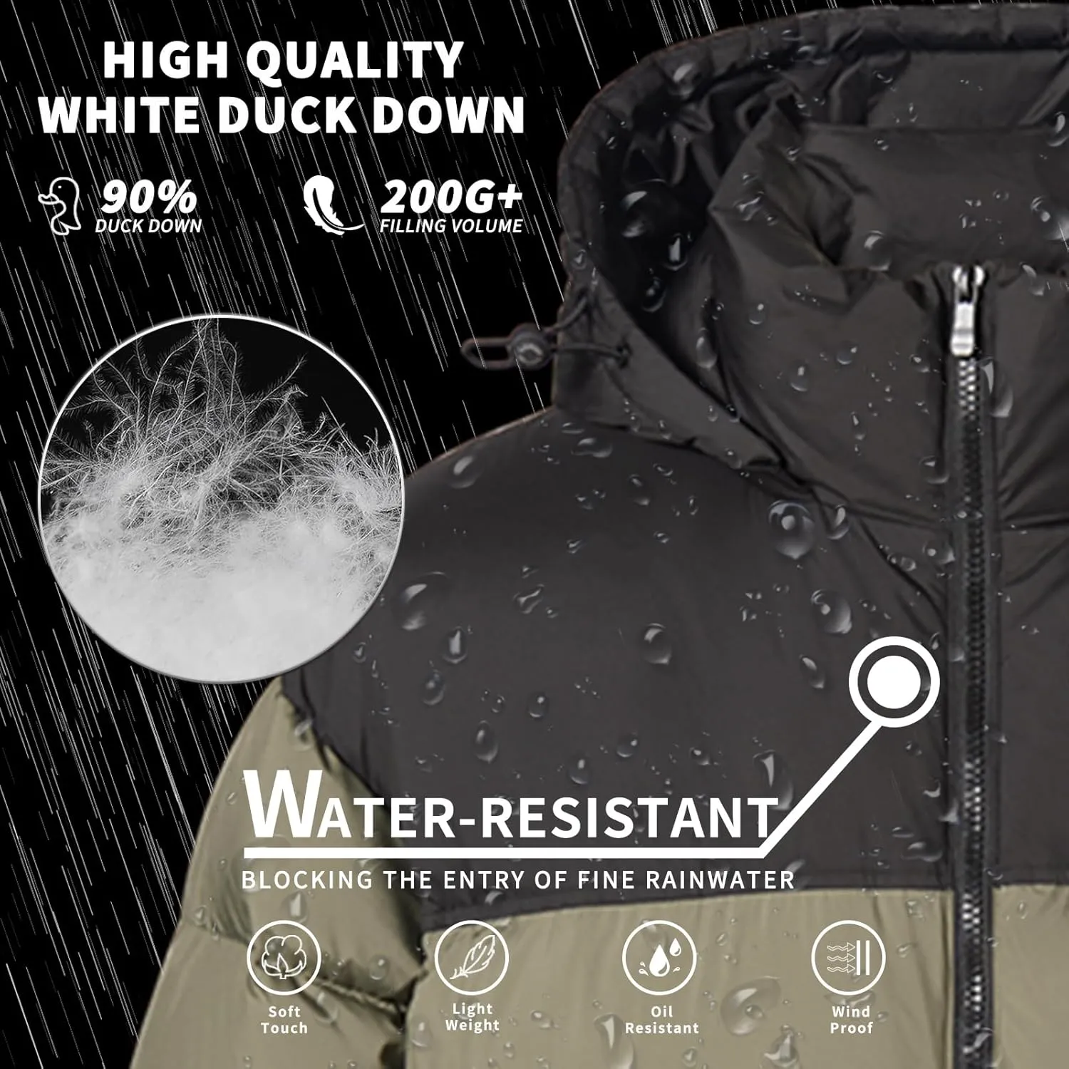 Duck Down Jackets For Men,Mens Puffer Jacket For Cold Protection And Warmth,Hooded Mens Winter Coat,90 White Duck Down