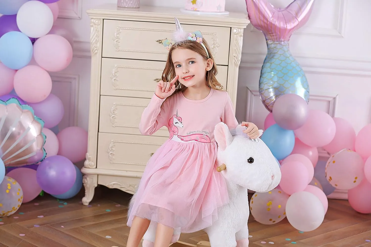 DXTON Girls Tutu Dresses Toddler Winter Long Sleeve Party Tulle Dresses for 2-12T