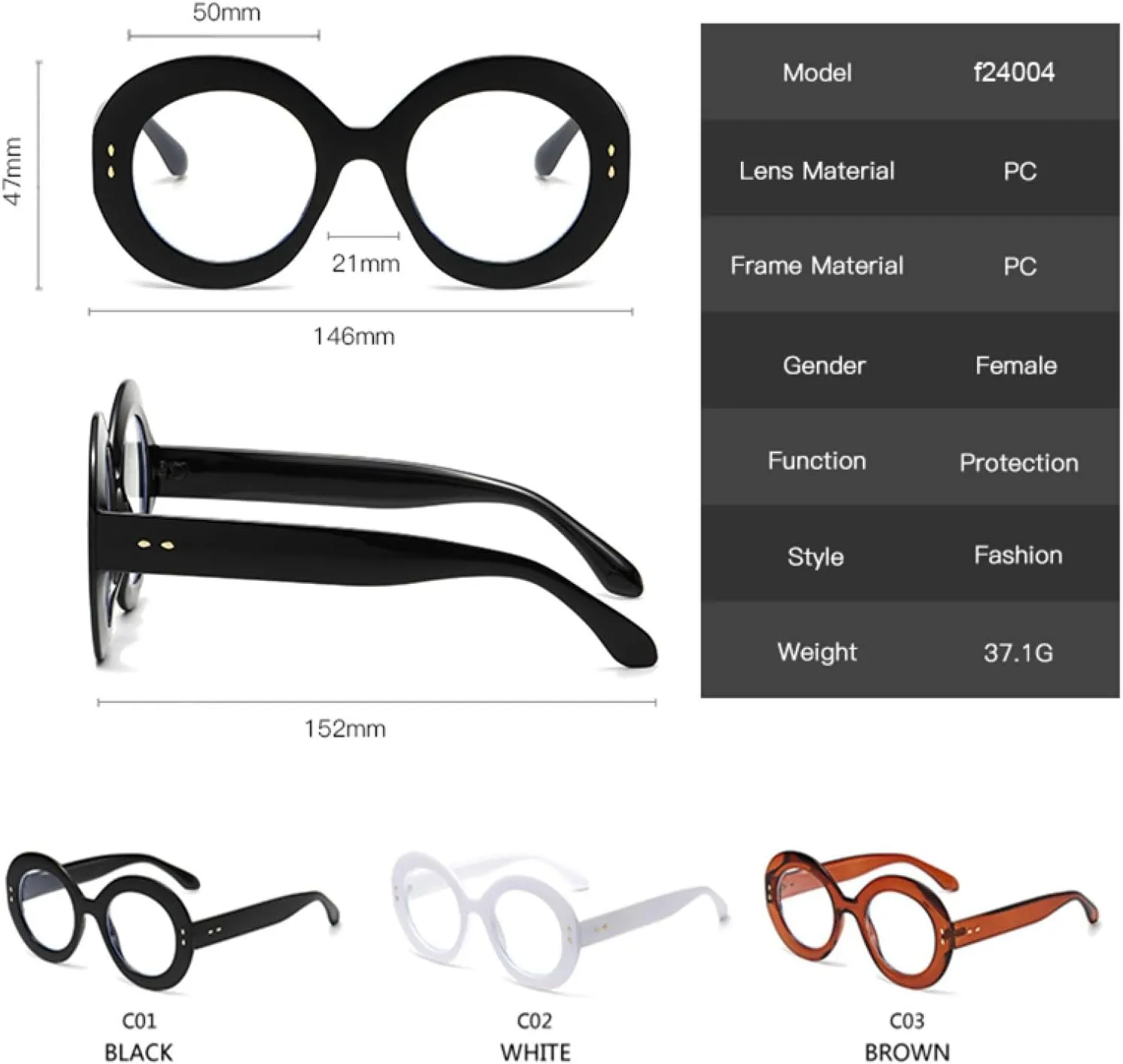 Fashion Glasses Frame Women Vintage Oval Retro Simple
