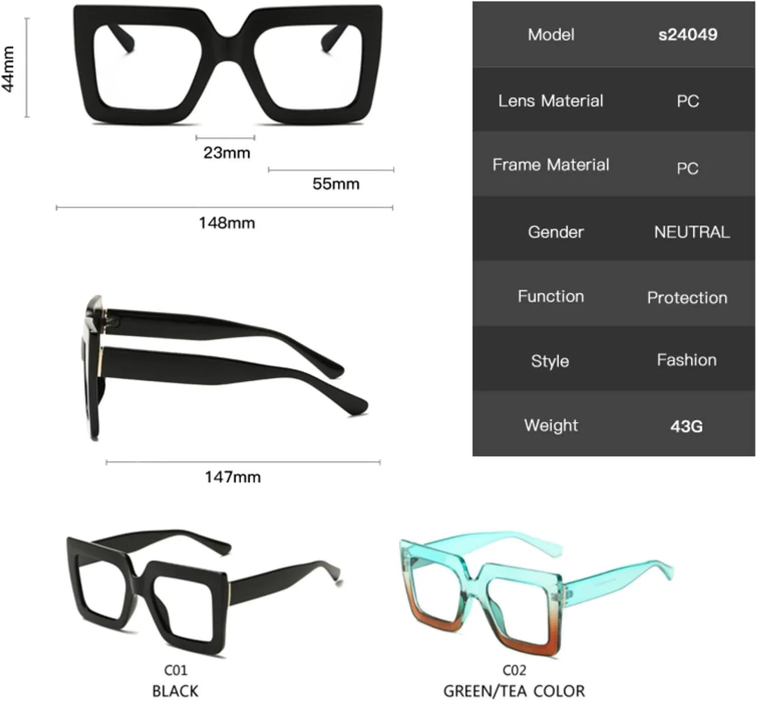 Fashion Gradient Glasses Frame Women Vintage Female Simple