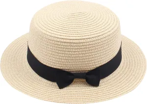 Fashion Panama Straw Hats for Girls and Boys Summer Leisure Wide Brim Fedora Caps Outdoors Beach Sun Hats UV Protection Kids