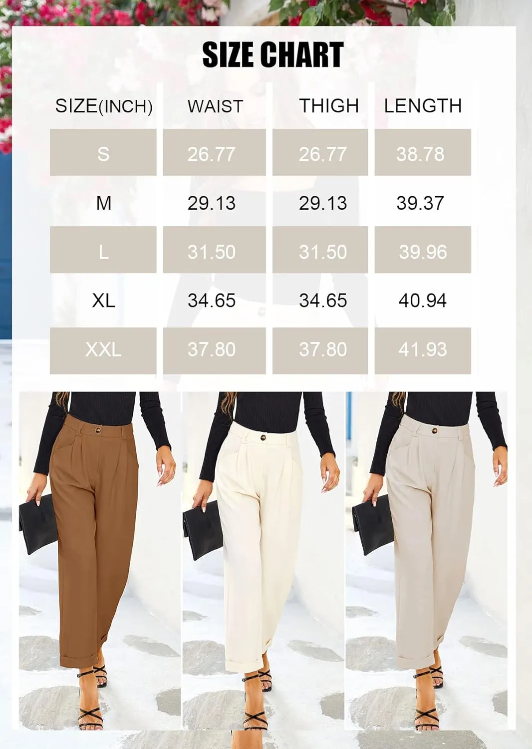 Febriajuce Women's Dress Pants Lightweight High Waist Straight Leg Office Work Pants Casual Travel Trousers with Pockets