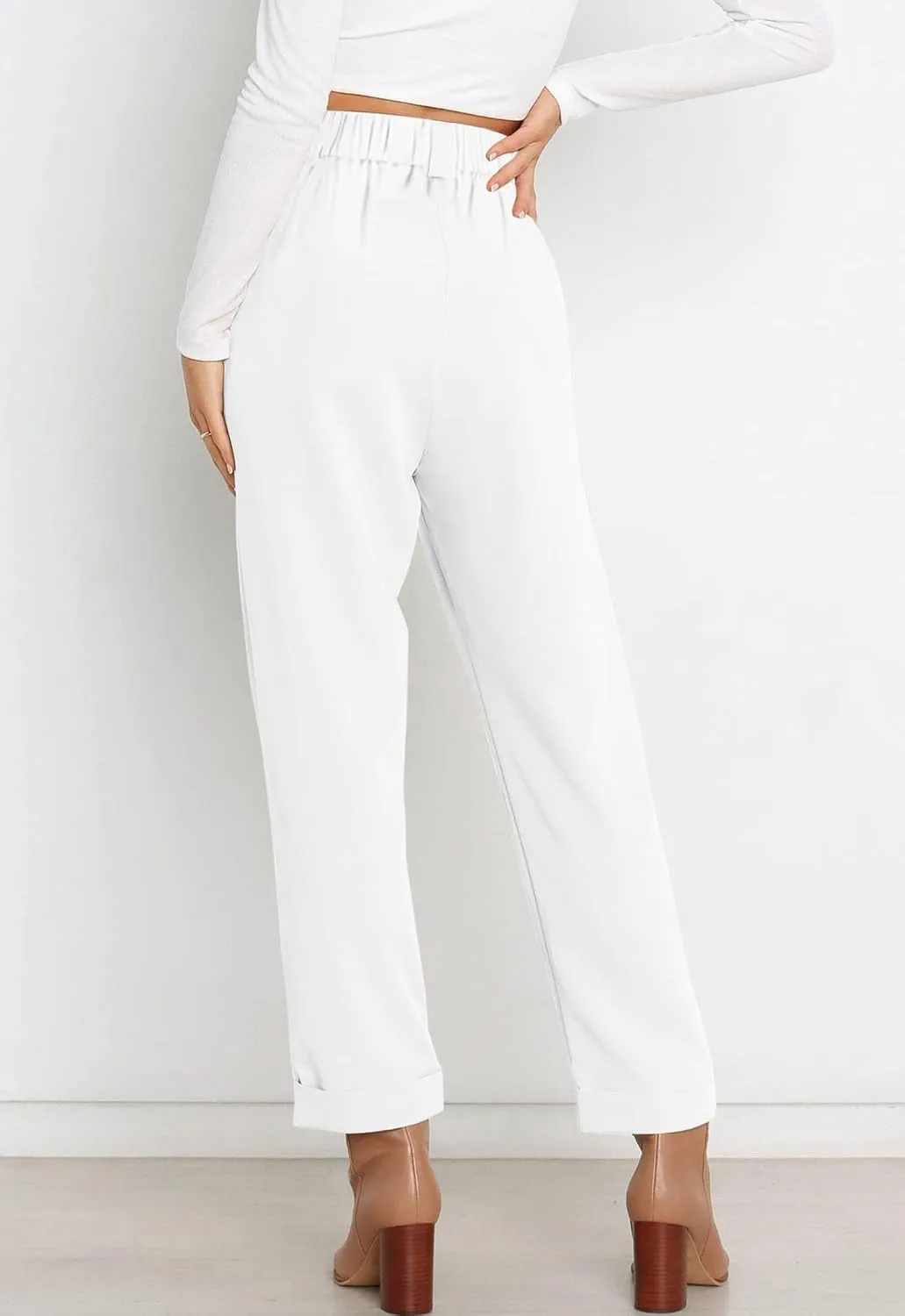 Febriajuce Women's Dress Pants Lightweight High Waist Straight Leg Office Work Pants Casual Travel Trousers with Pockets