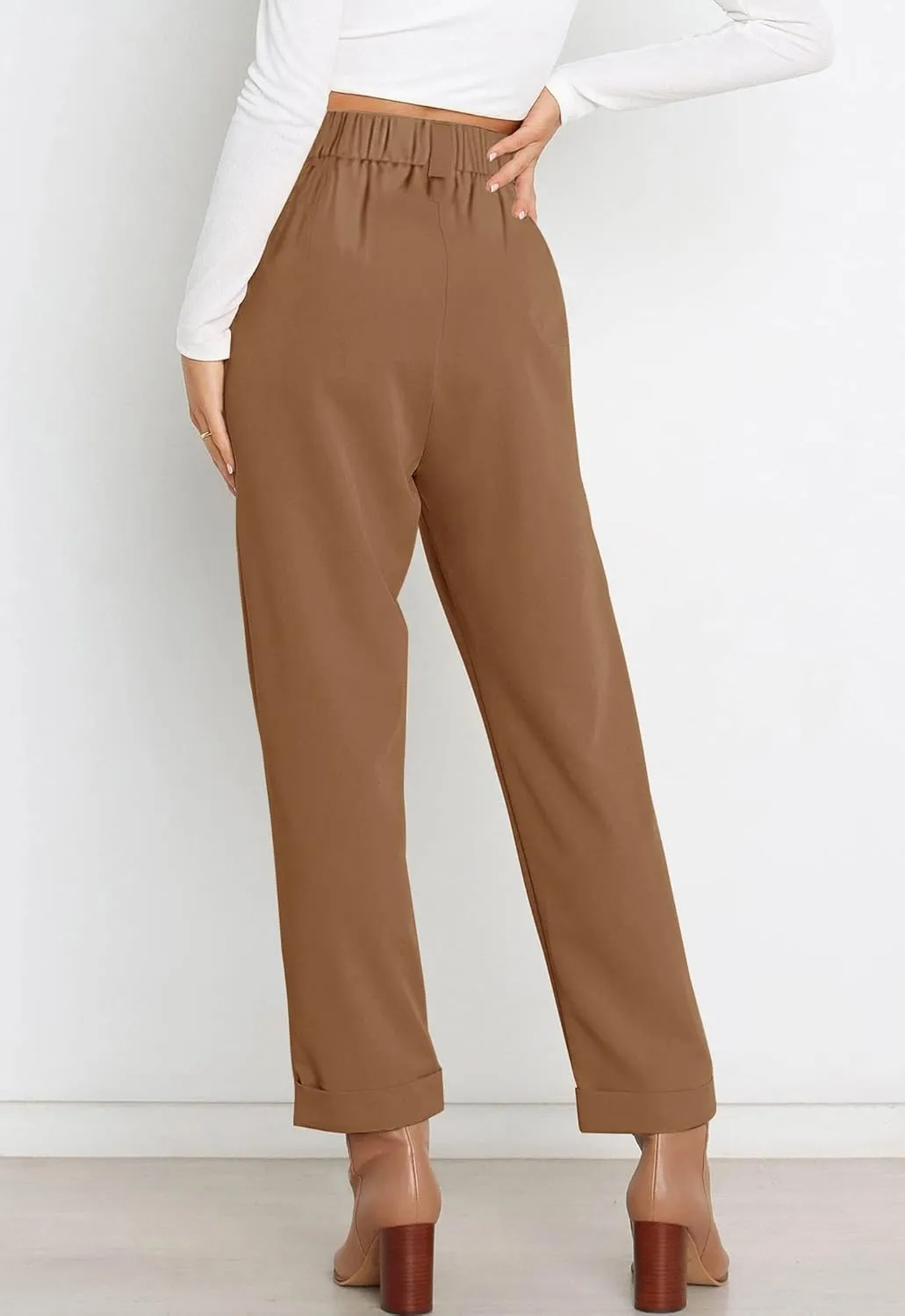 Febriajuce Women's Dress Pants Lightweight High Waist Straight Leg Office Work Pants Casual Travel Trousers with Pockets