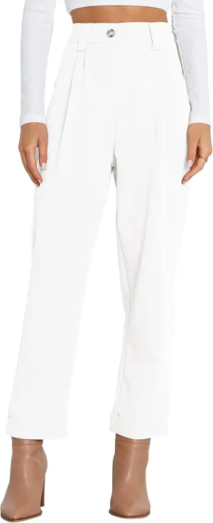 Febriajuce Women's Dress Pants Lightweight High Waist Straight Leg Office Work Pants Casual Travel Trousers with Pockets