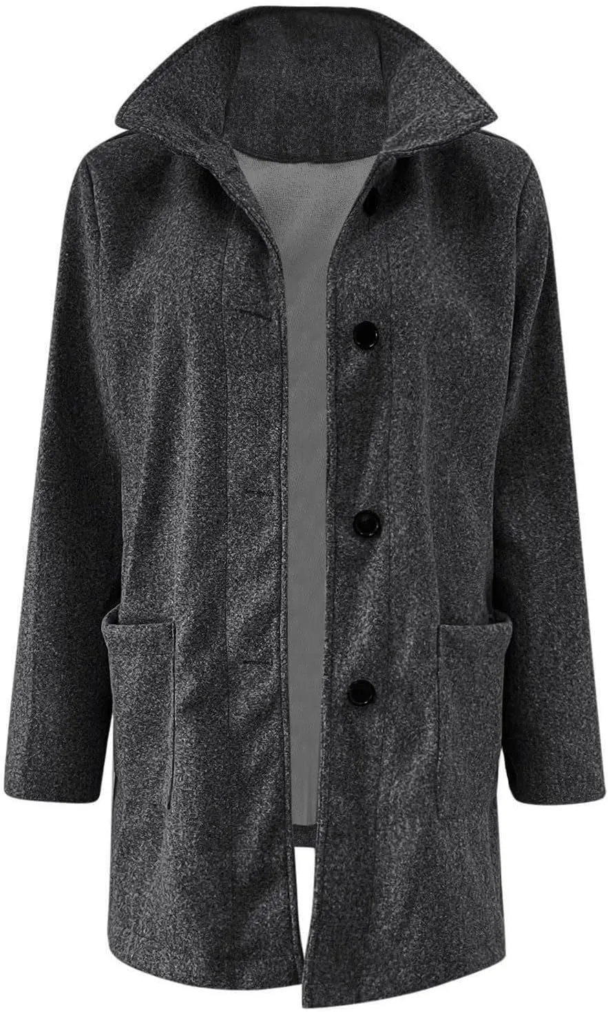 Fleece Jacket Women Plus Size Long Winter Coats Open Front Button down Shacket Single-Breasted Coatigan with Pockets
