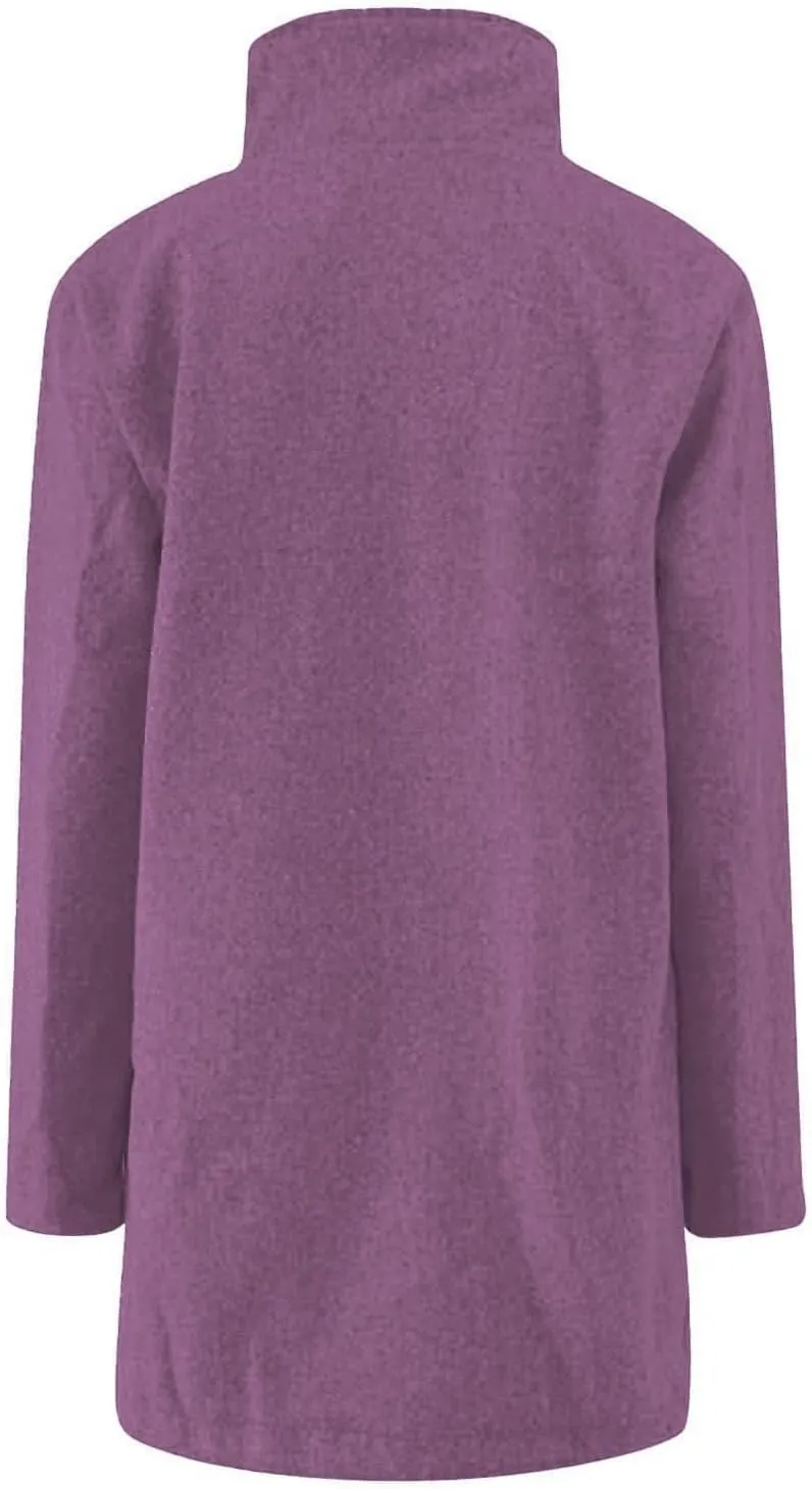 Fleece Jacket Women Plus Size Long Winter Coats Open Front Button down Shacket Single-Breasted Coatigan with Pockets