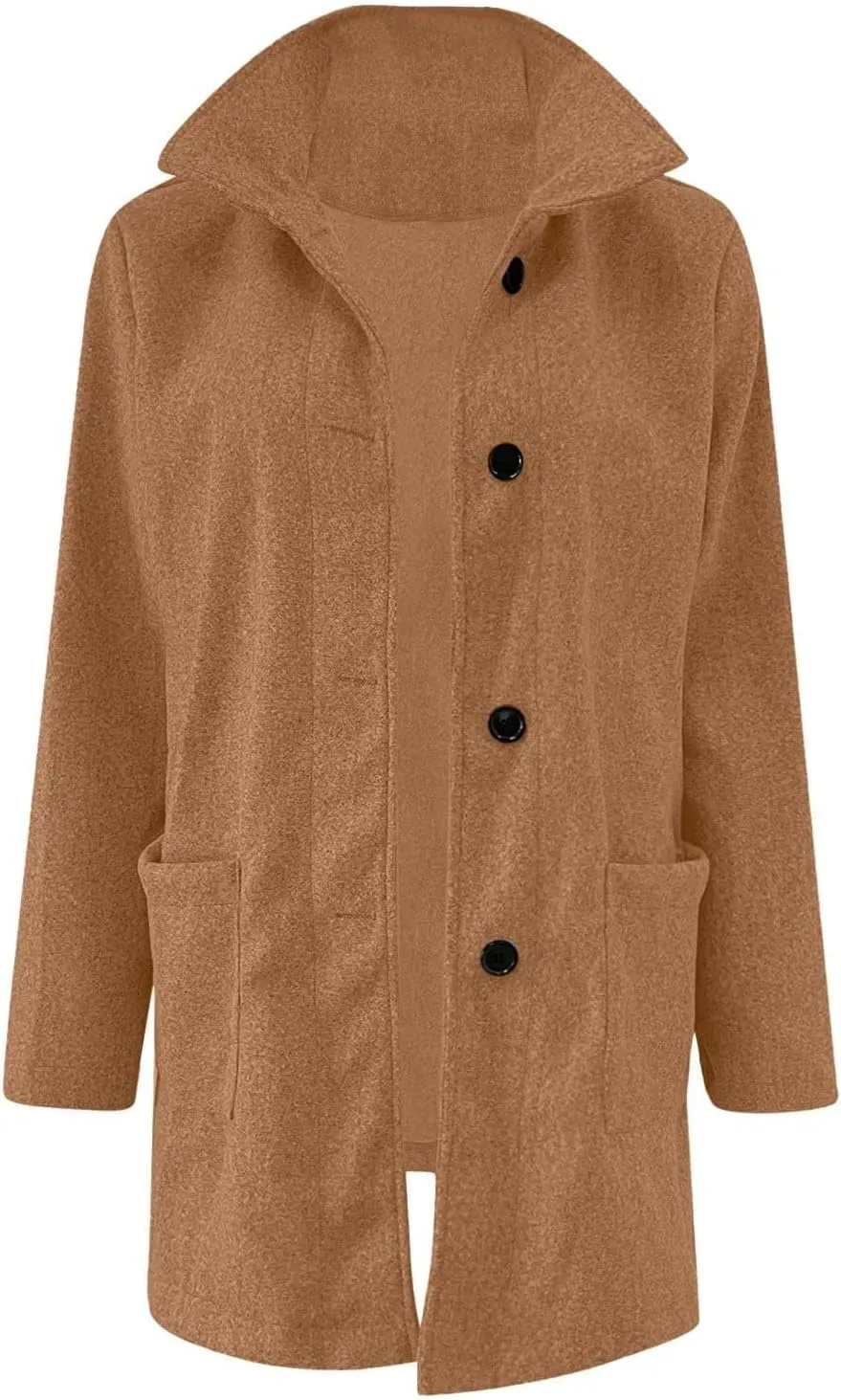 Fleece Jacket Women Plus Size Long Winter Coats Open Front Button down Shacket Single-Breasted Coatigan with Pockets