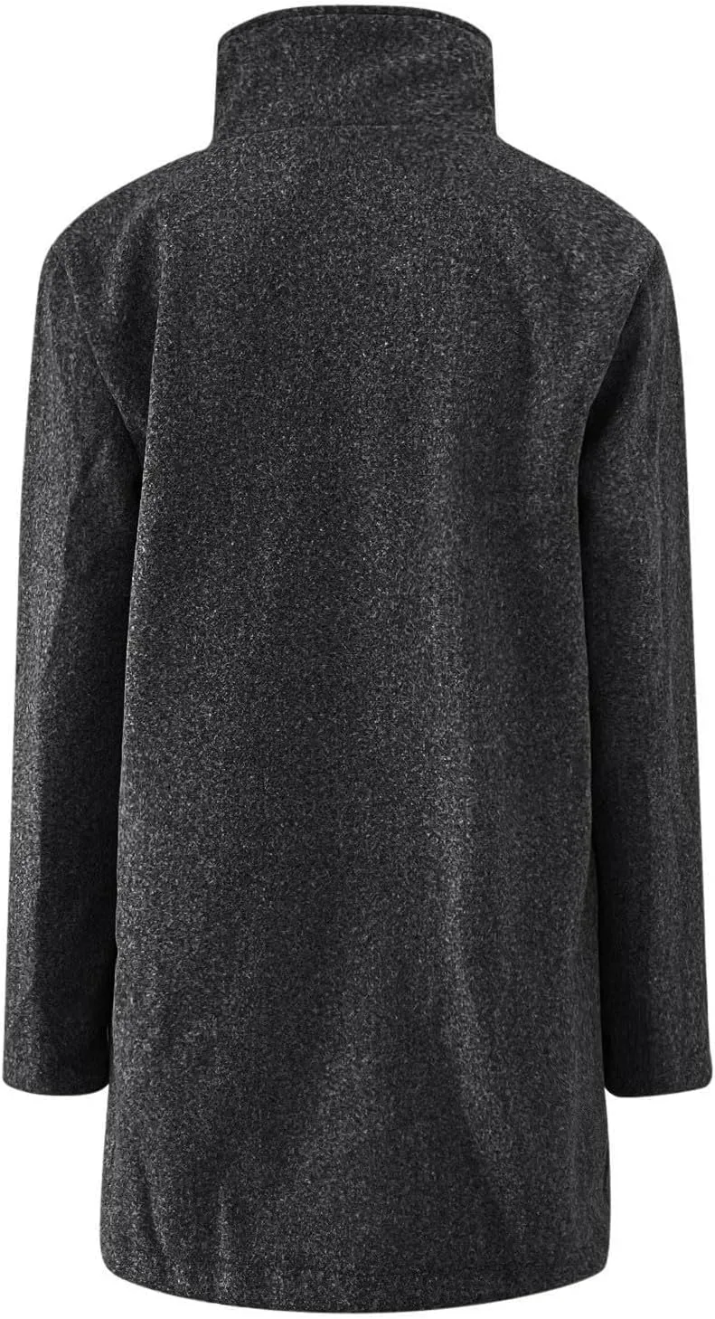 Fleece Jacket Women Plus Size Long Winter Coats Open Front Button down Shacket Single-Breasted Coatigan with Pockets