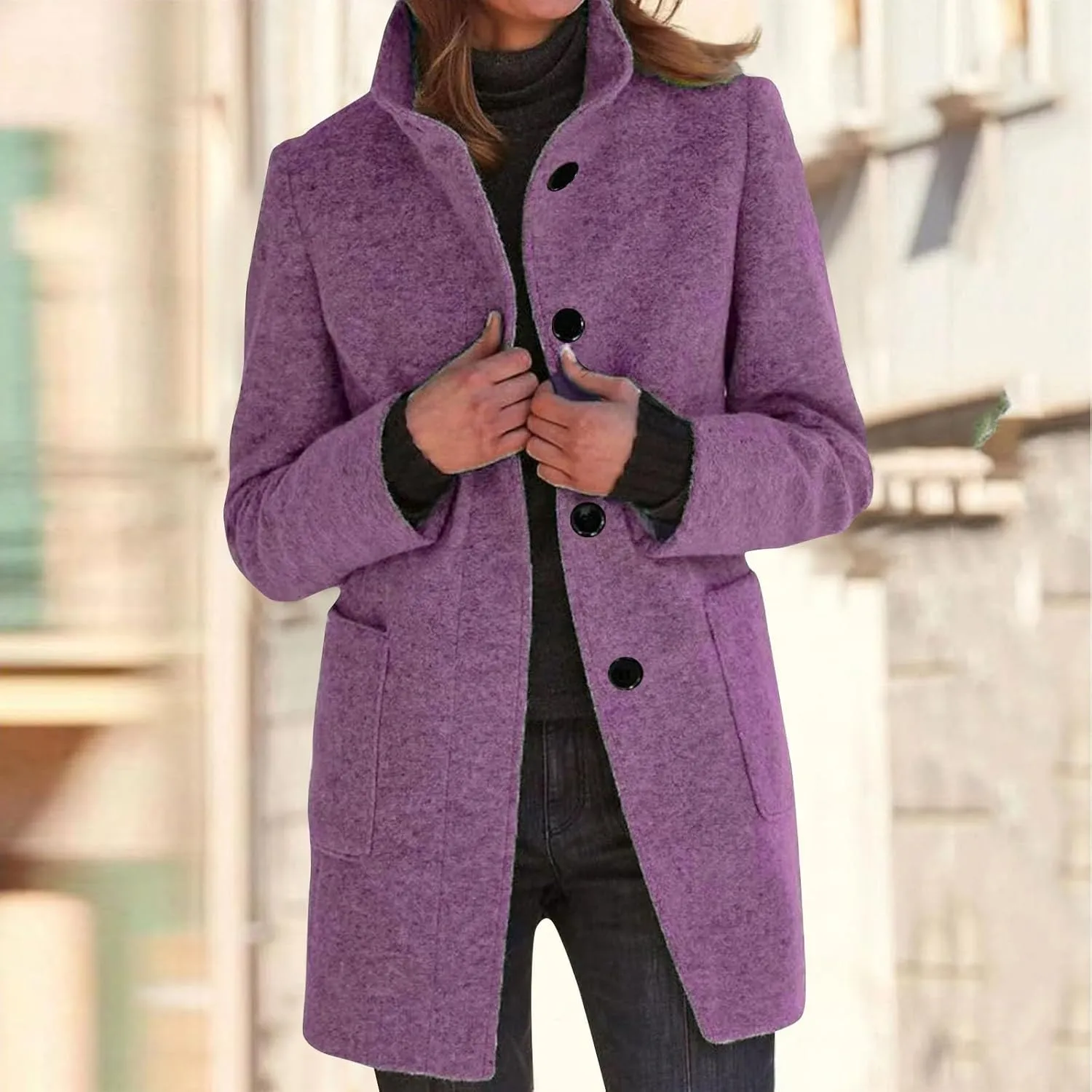 Fleece Jacket Women Plus Size Long Winter Coats Open Front Button down Shacket Single-Breasted Coatigan with Pockets