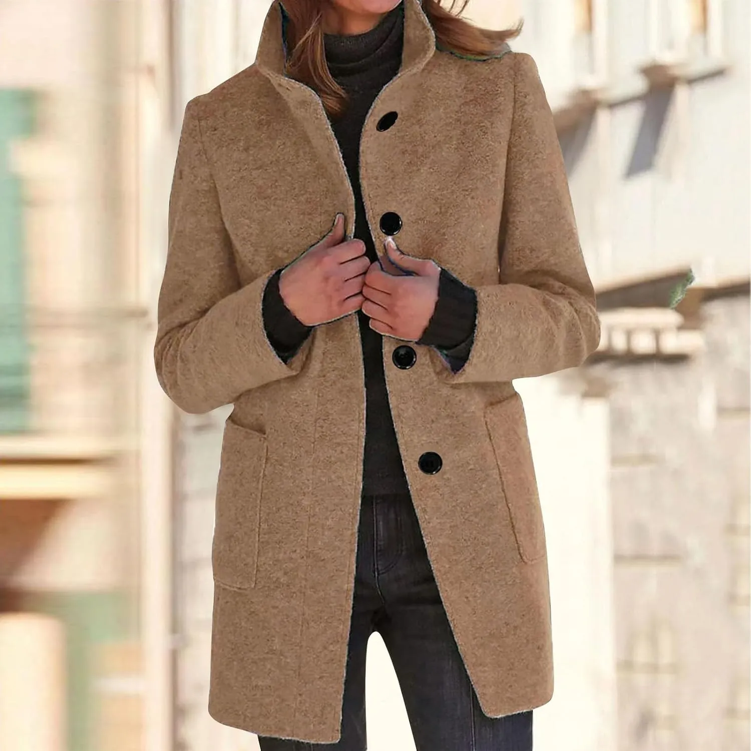 Fleece Jacket Women Plus Size Long Winter Coats Open Front Button down Shacket Single-Breasted Coatigan with Pockets