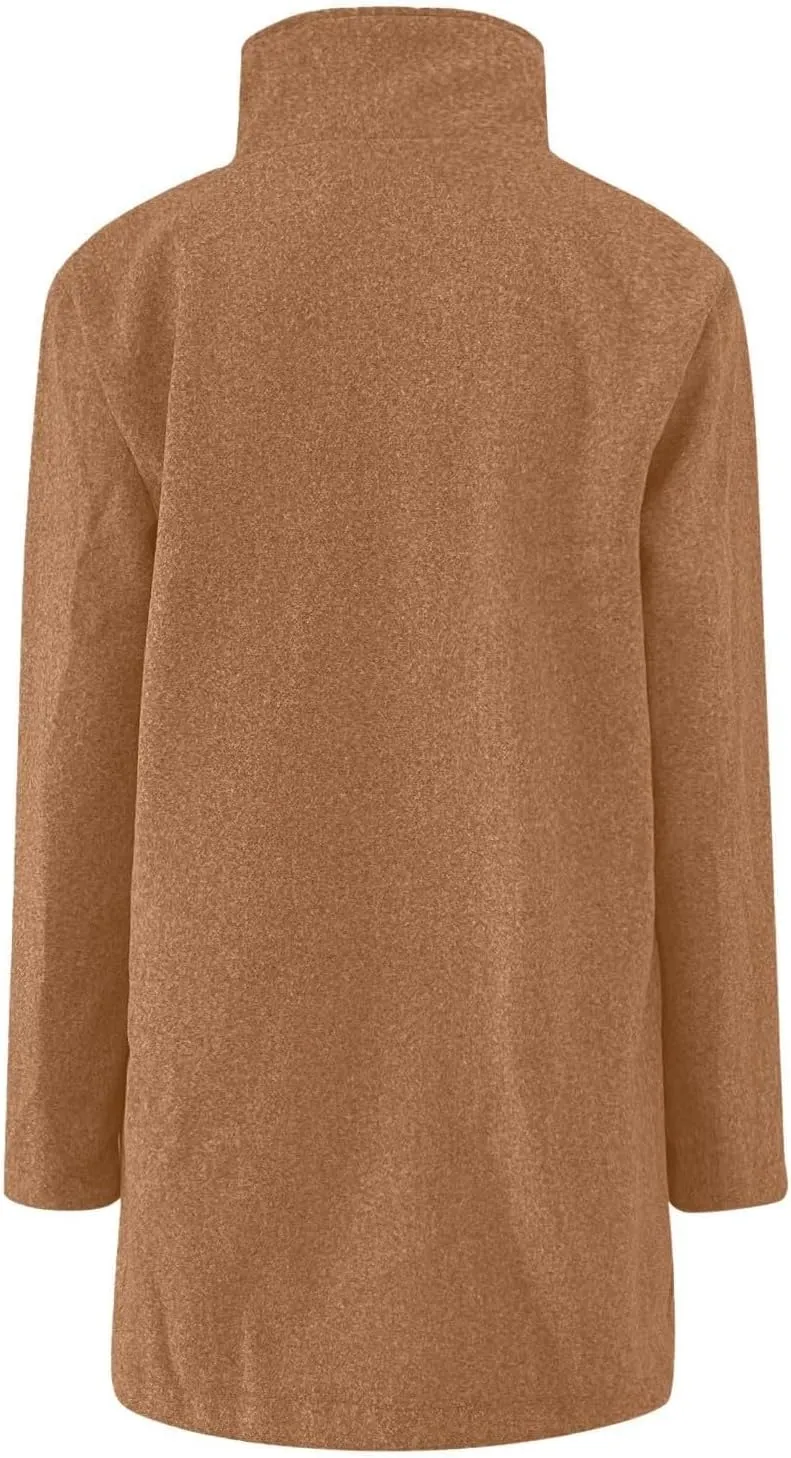 Fleece Jacket Women Plus Size Long Winter Coats Open Front Button down Shacket Single-Breasted Coatigan with Pockets