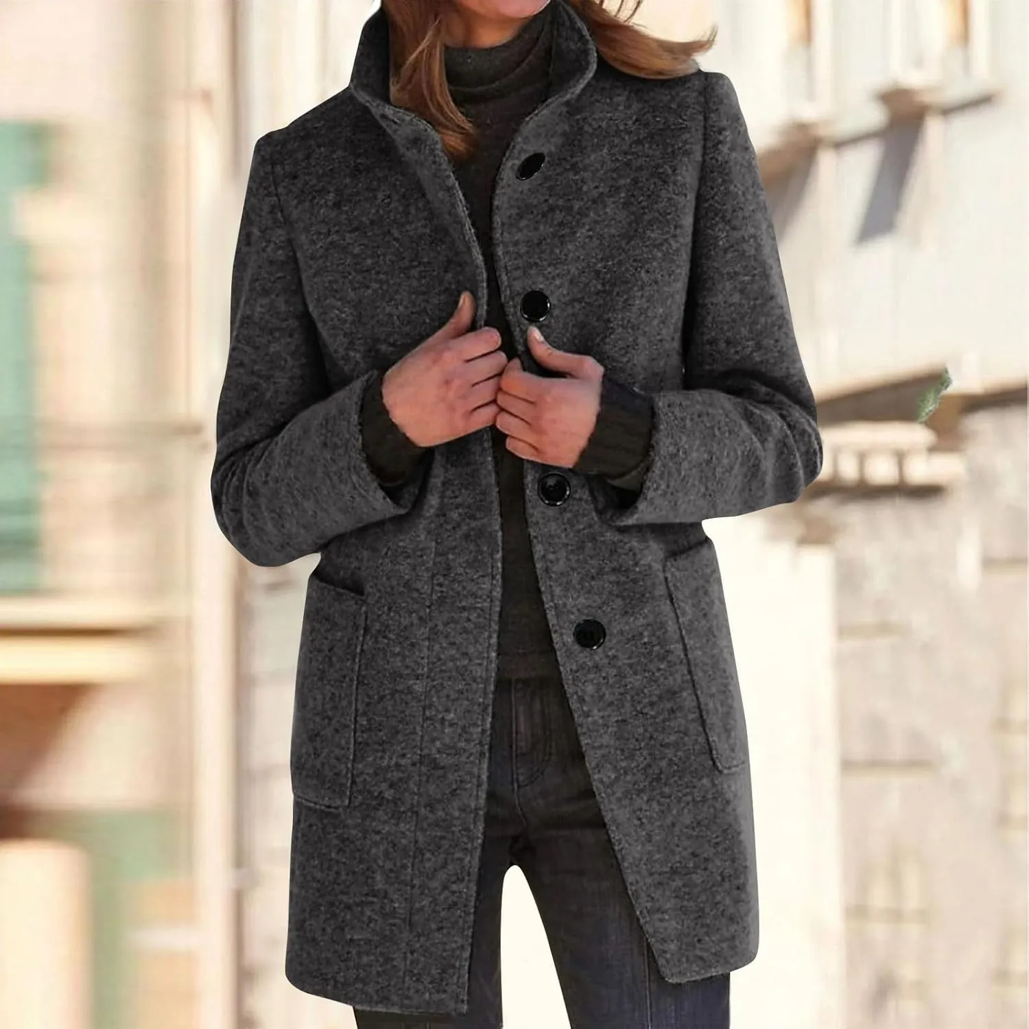 Fleece Jacket Women Plus Size Long Winter Coats Open Front Button down Shacket Single-Breasted Coatigan with Pockets