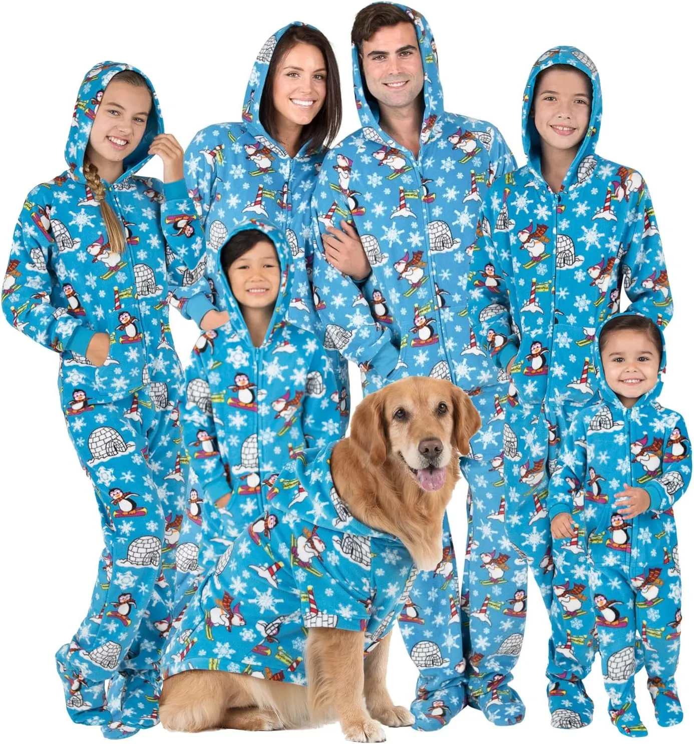 Footed Pajamas - Family Matching Hoodie One Pieces | One Piece Boys, Girls, Men, Women Pjs and Pets Sweaters | Unisex