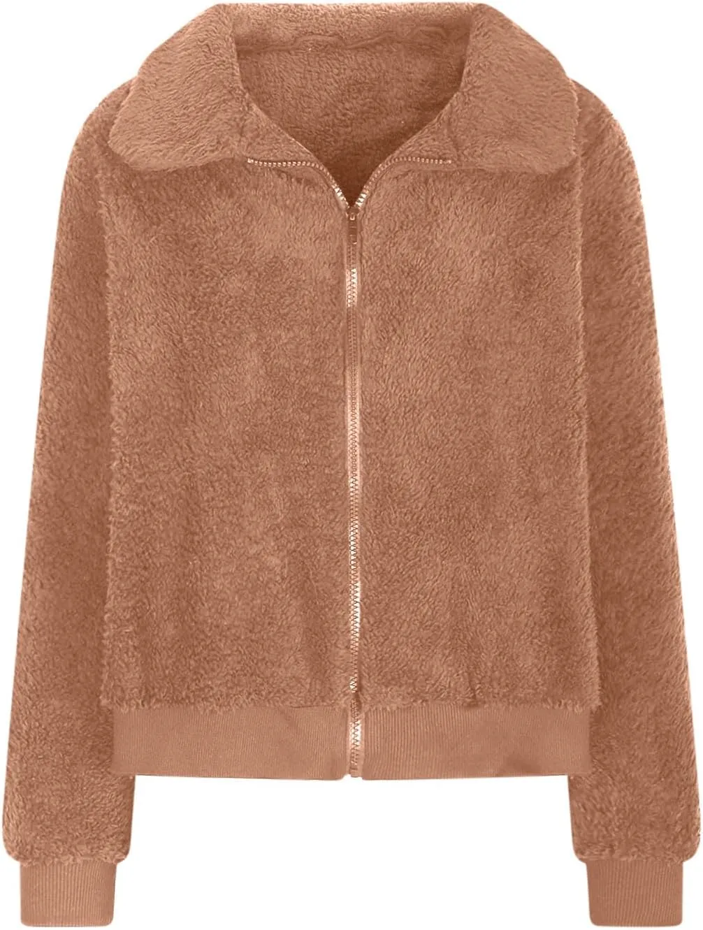 Fuzzy Fleece Crop Jacket For Women Casual Winter Warm Fluffy Teddy Coat Faux Fur Shearling Outwear Fashion 2024