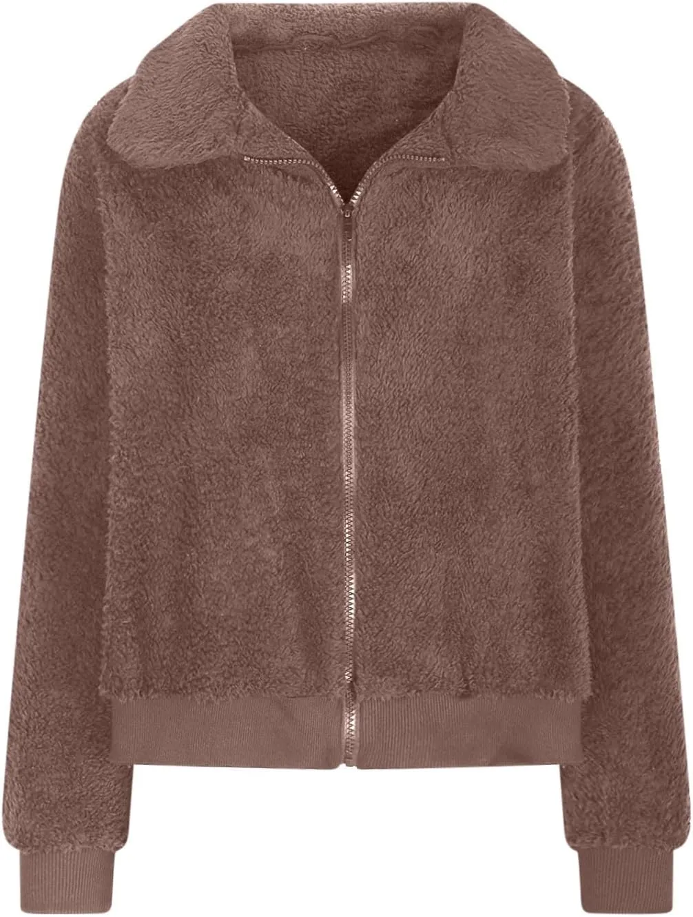 Fuzzy Fleece Crop Jacket For Women Casual Winter Warm Fluffy Teddy Coat Faux Fur Shearling Outwear Fashion 2024