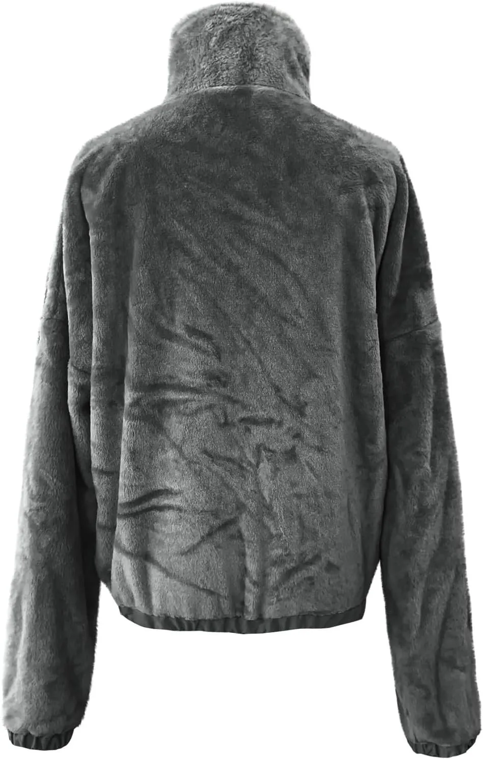 Fuzzy Fleece Jacket For Women Fashion Full Zip Up Sherpa Cardigan Coat Warm Winter Cropped Jackets Outwear
