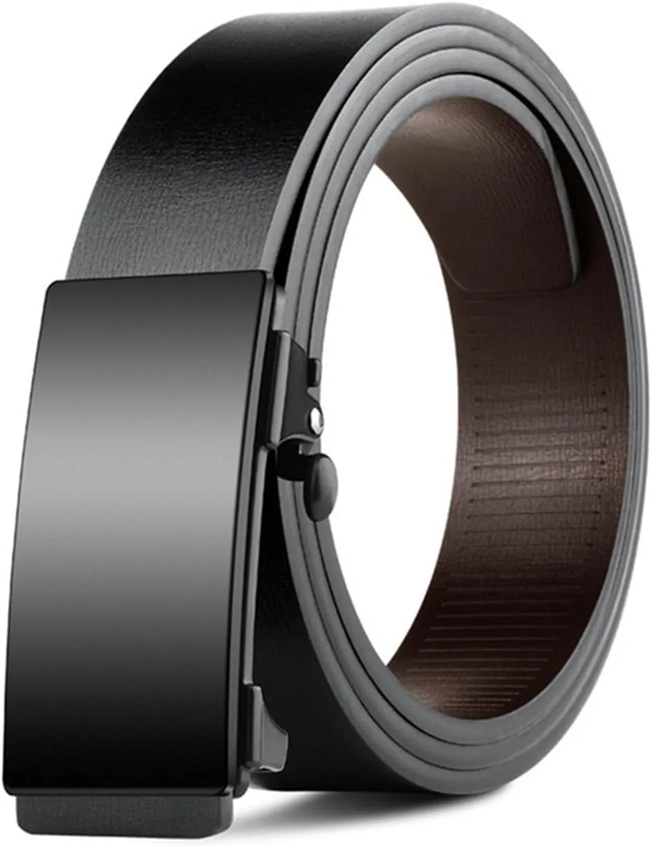Gerrit Mens Belt Black Leather Sliding Ratchet Belt Dress Casual for Jeans