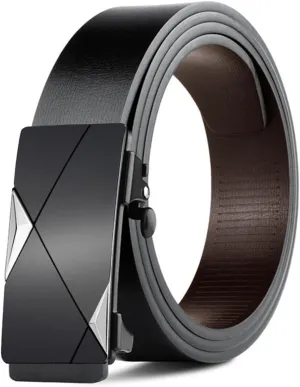 Gerrit Mens Belt Black Leather Sliding Ratchet Belt Dress Casual for Jeans