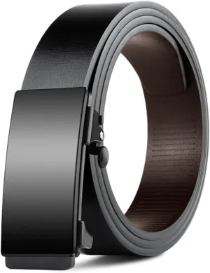 Gerrit Mens Belt Black Leather Sliding Ratchet Belt Dress Casual for Jeans