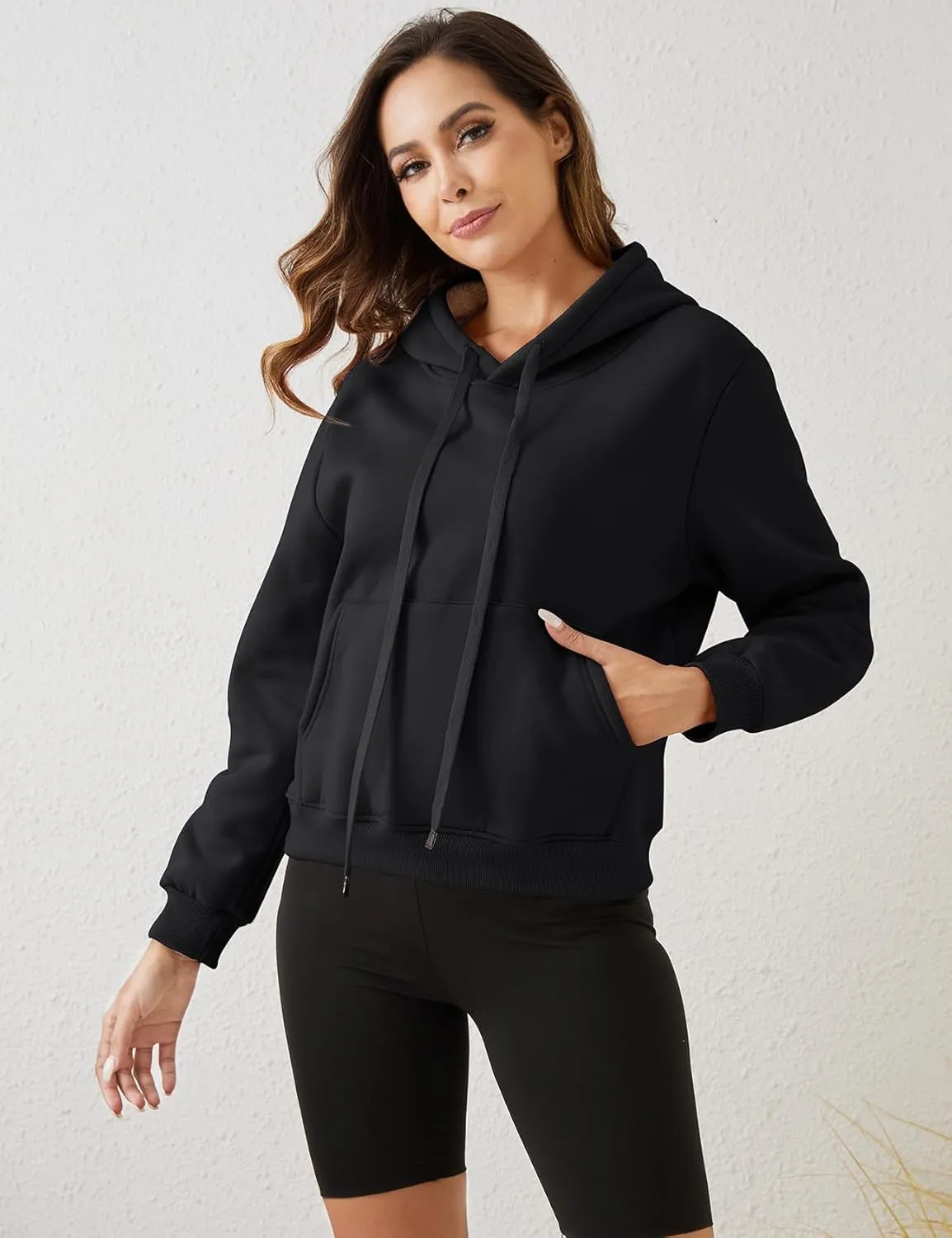 Gihuo Women's Winter Warm Hoodie Sherpa Fleece Lined Pullover Hoodie Hooded Sweatshirt Heavyweight Casual Tops